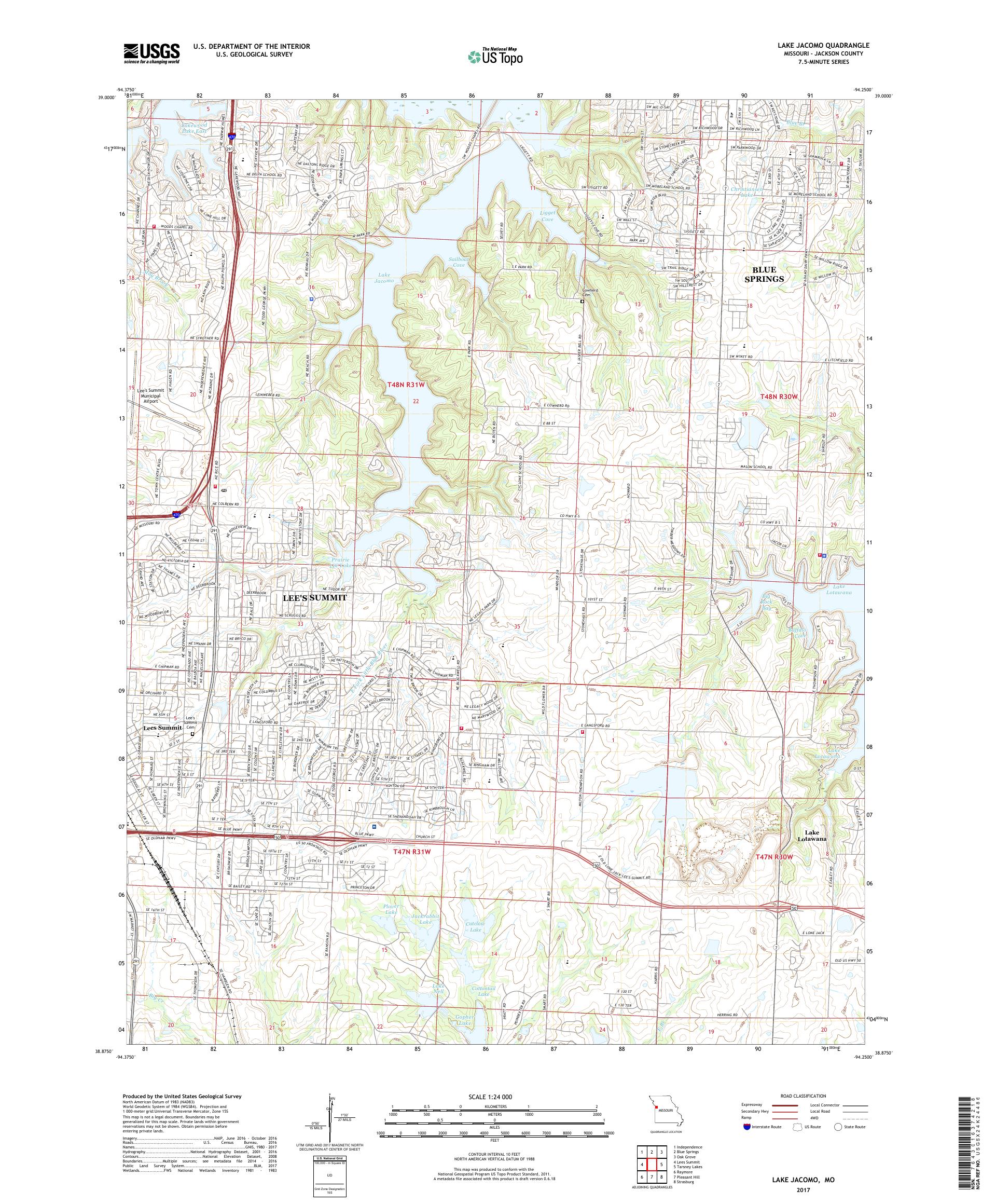 MyTopo Lake Missouri USGS Quad Topo Map
