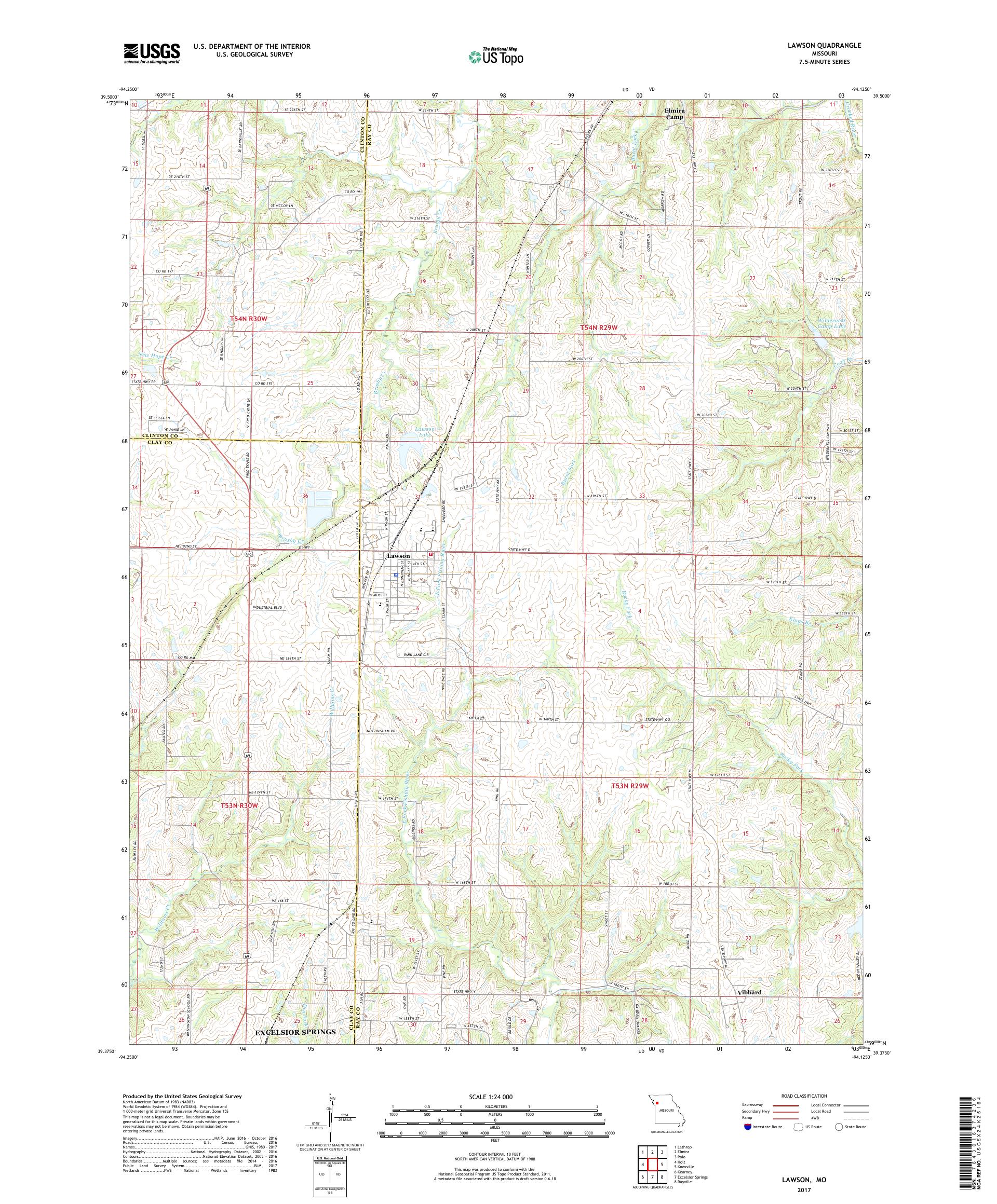 MyTopo Lawson, Missouri USGS Quad Topo Map