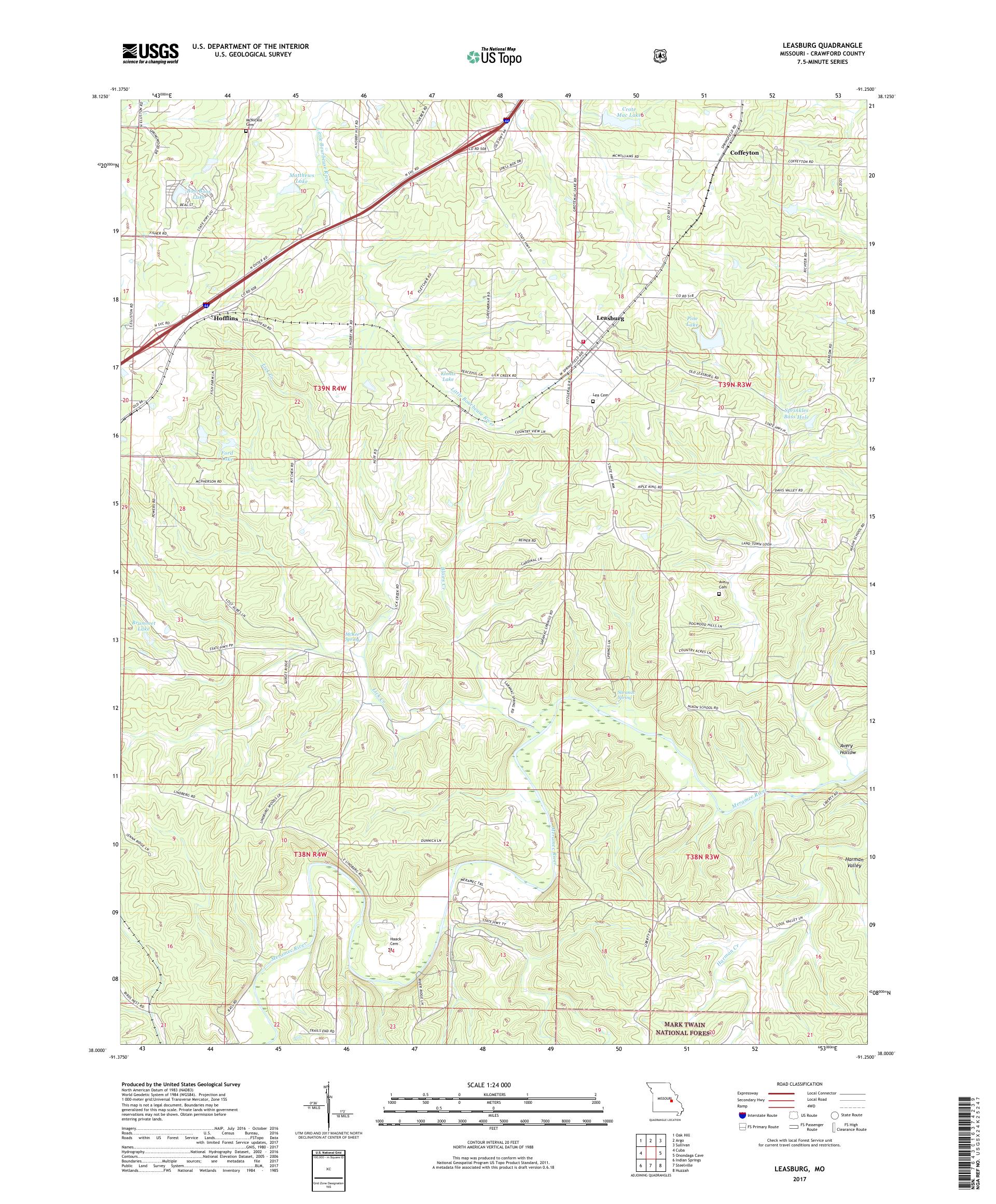 MyTopo Leasburg, Missouri USGS Quad Topo Map