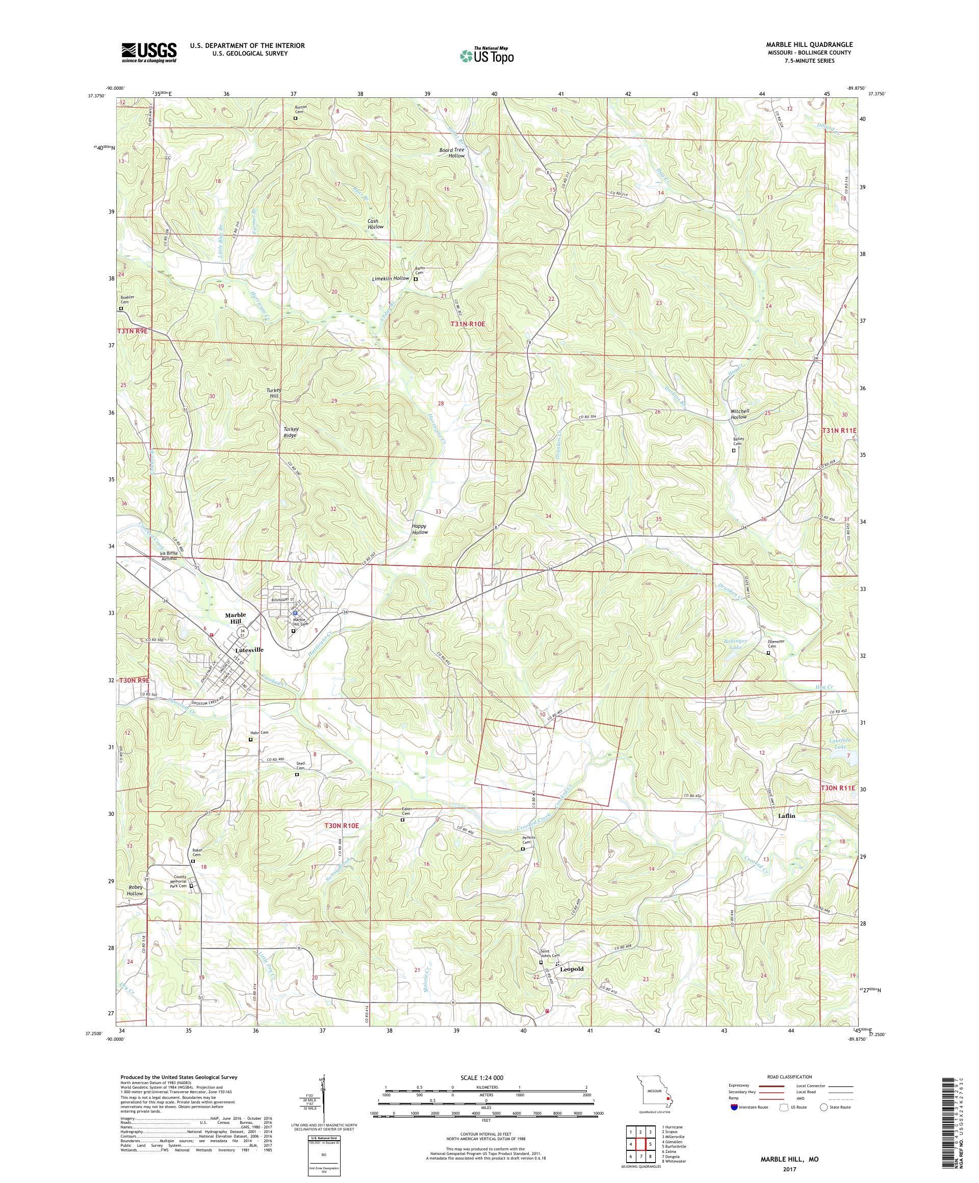 MyTopo Marble Hill, Missouri USGS Quad Topo Map