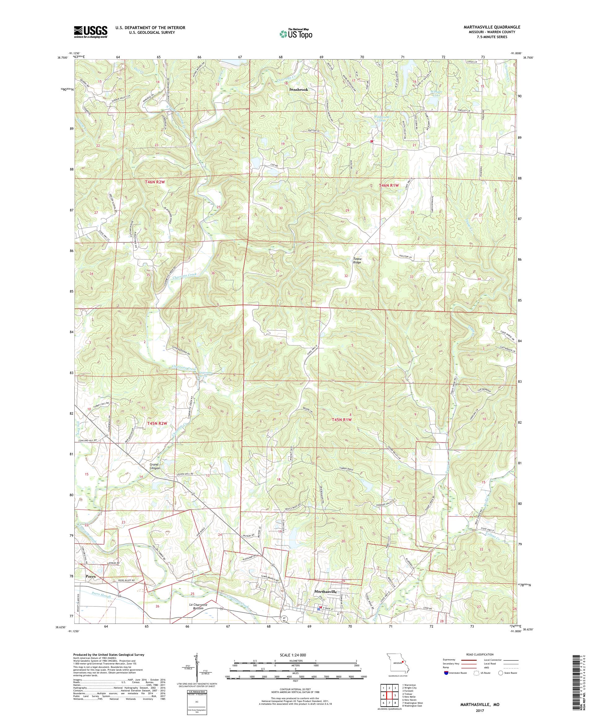 MyTopo Marthasville, Missouri USGS Quad Topo Map