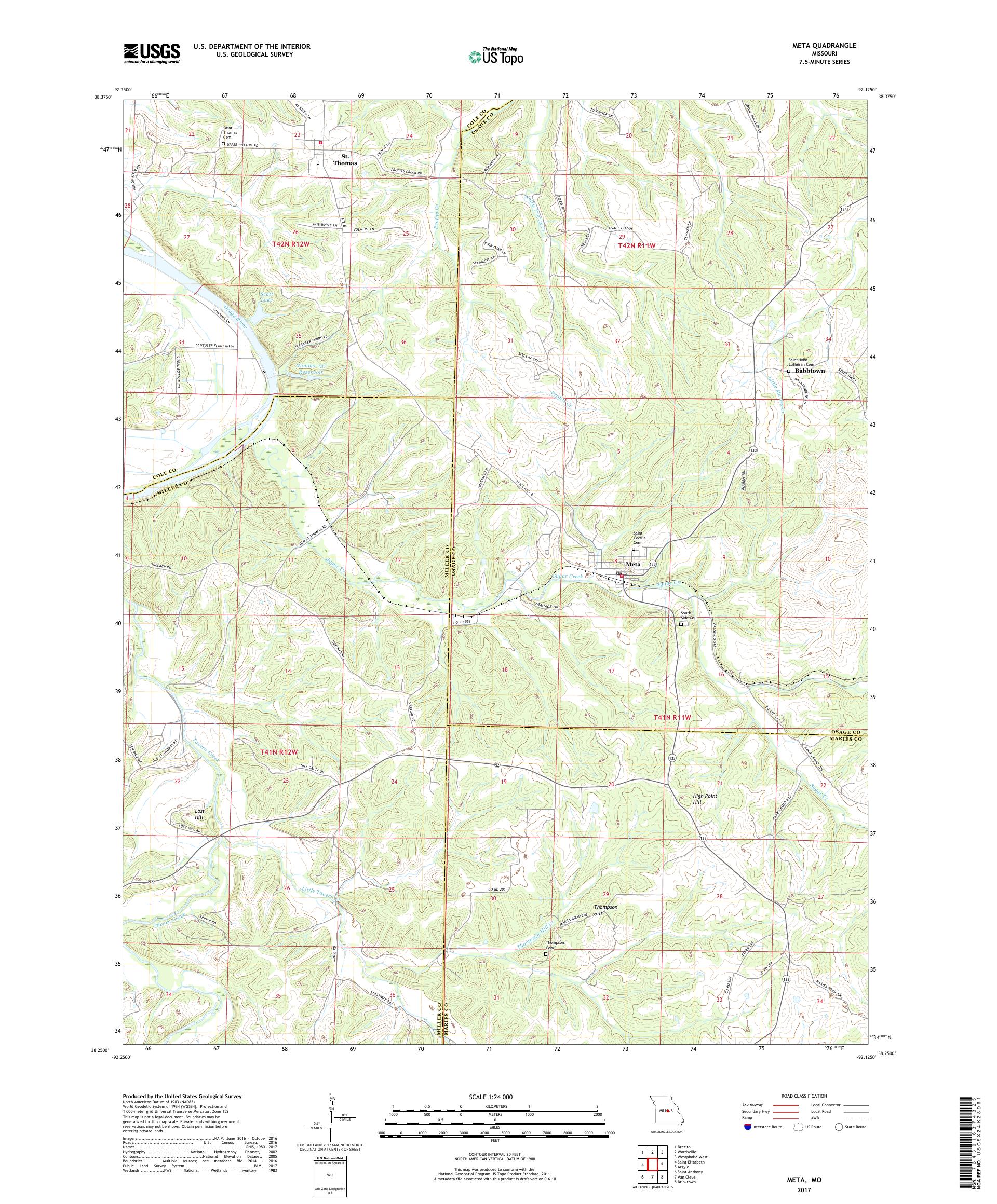 MyTopo Meta, Missouri USGS Quad Topo Map
