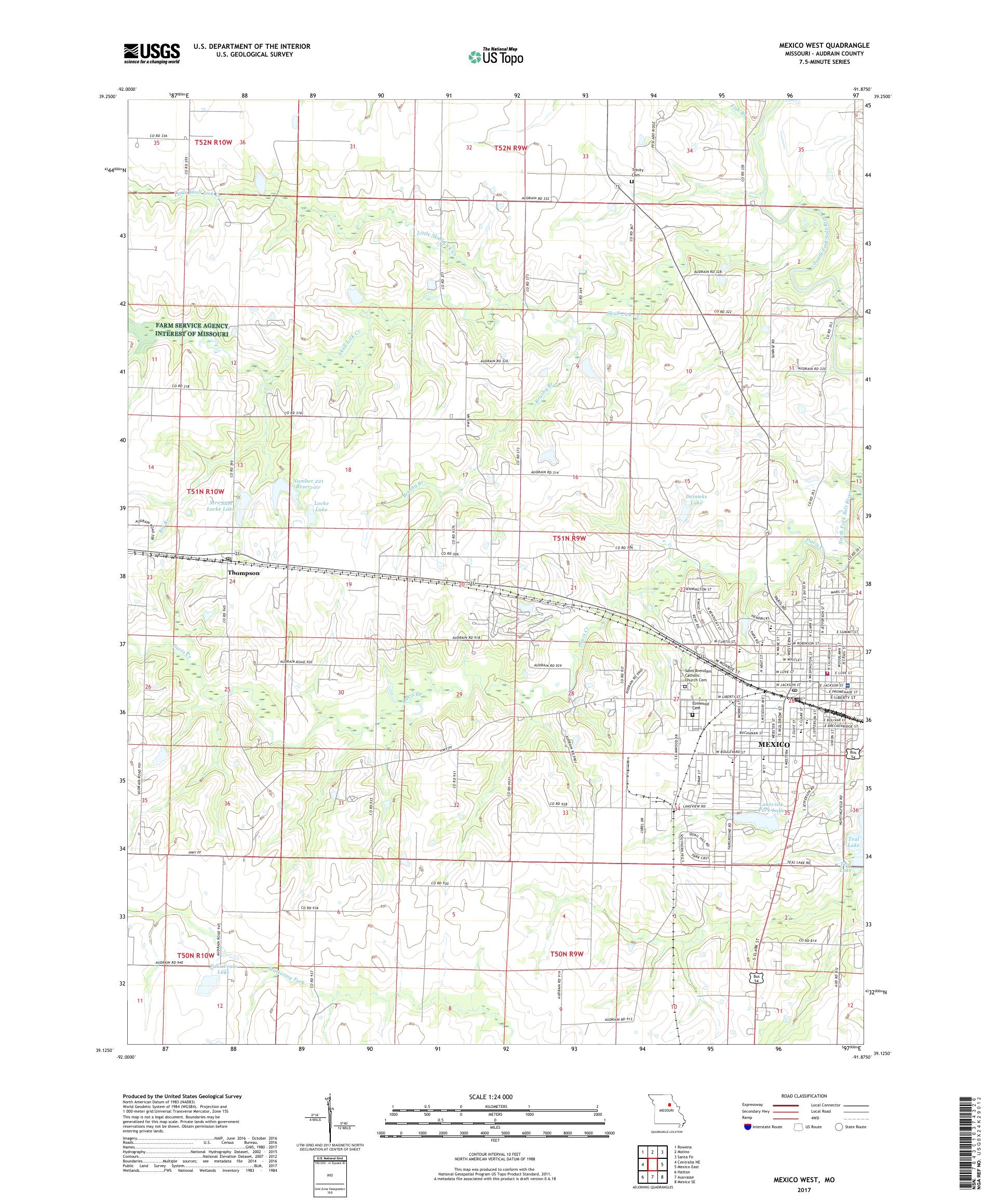 MyTopo Mexico West, Missouri USGS Quad Topo Map