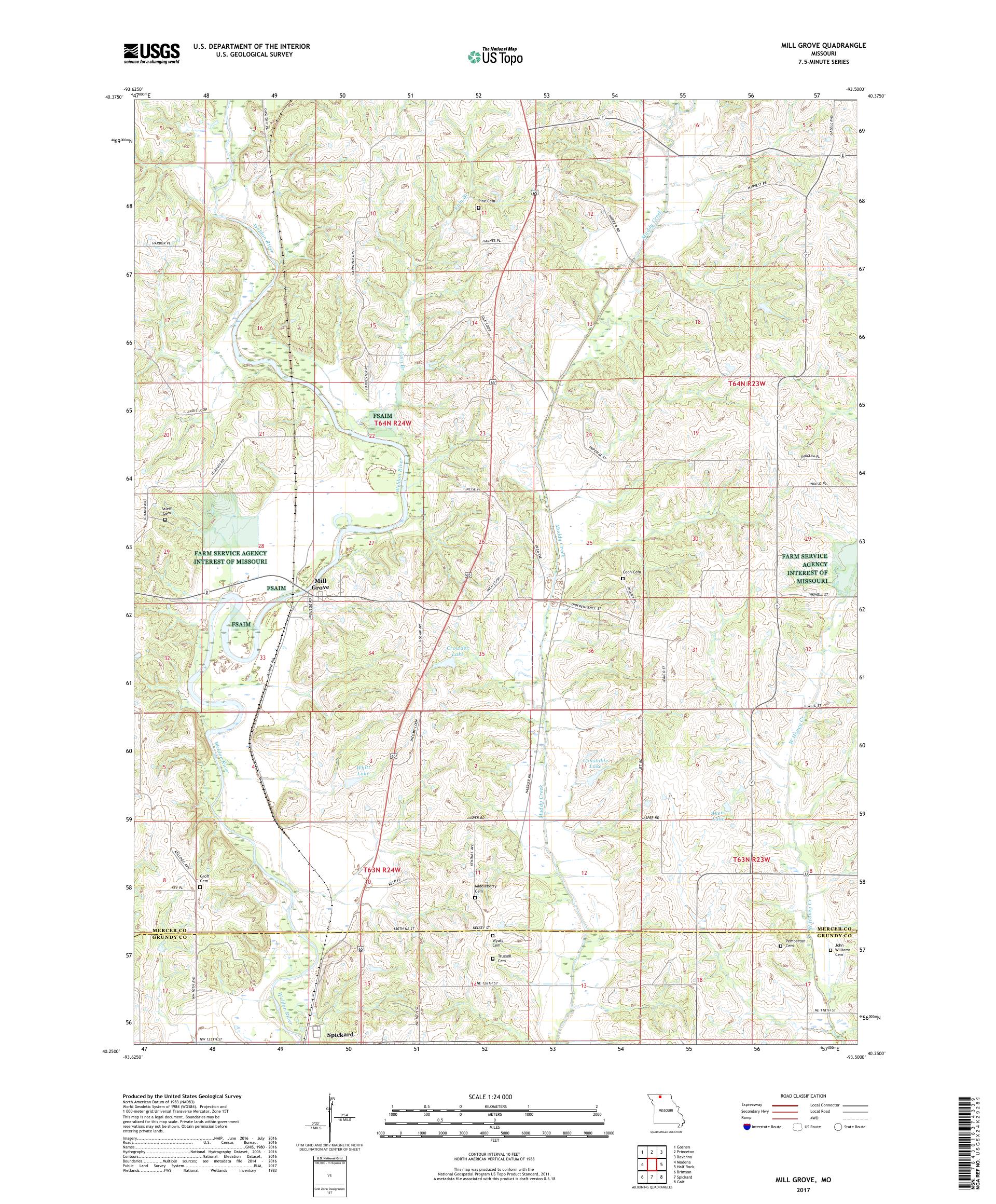MyTopo Mill Grove, Missouri USGS Quad Topo Map