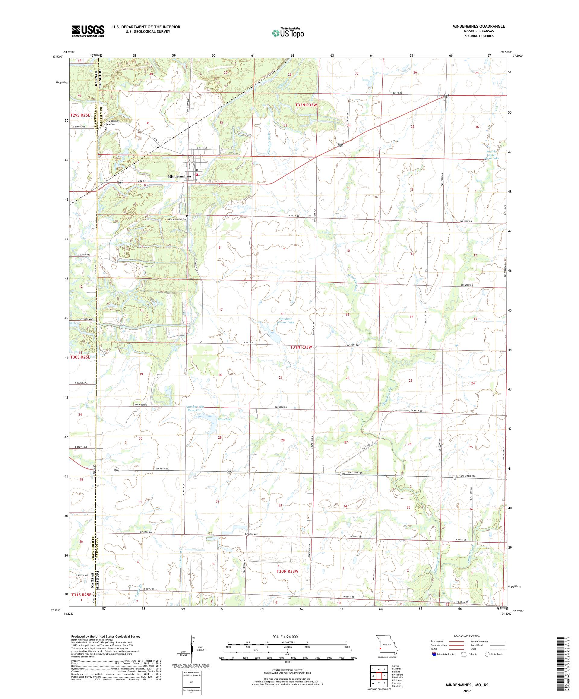 MyTopo Mindenmines, Missouri USGS Quad Topo Map