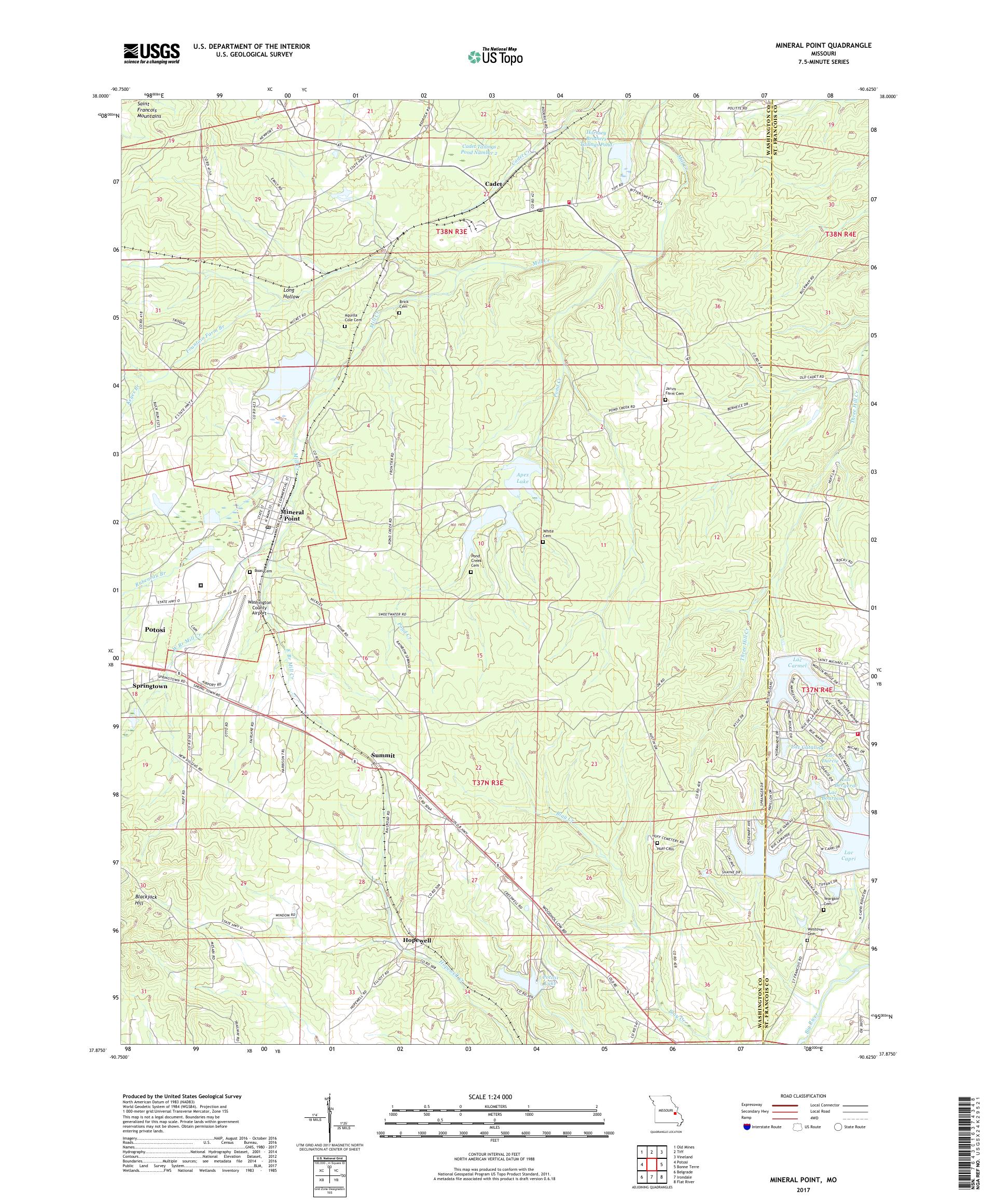 MyTopo Mineral Point, Missouri USGS Quad Topo Map