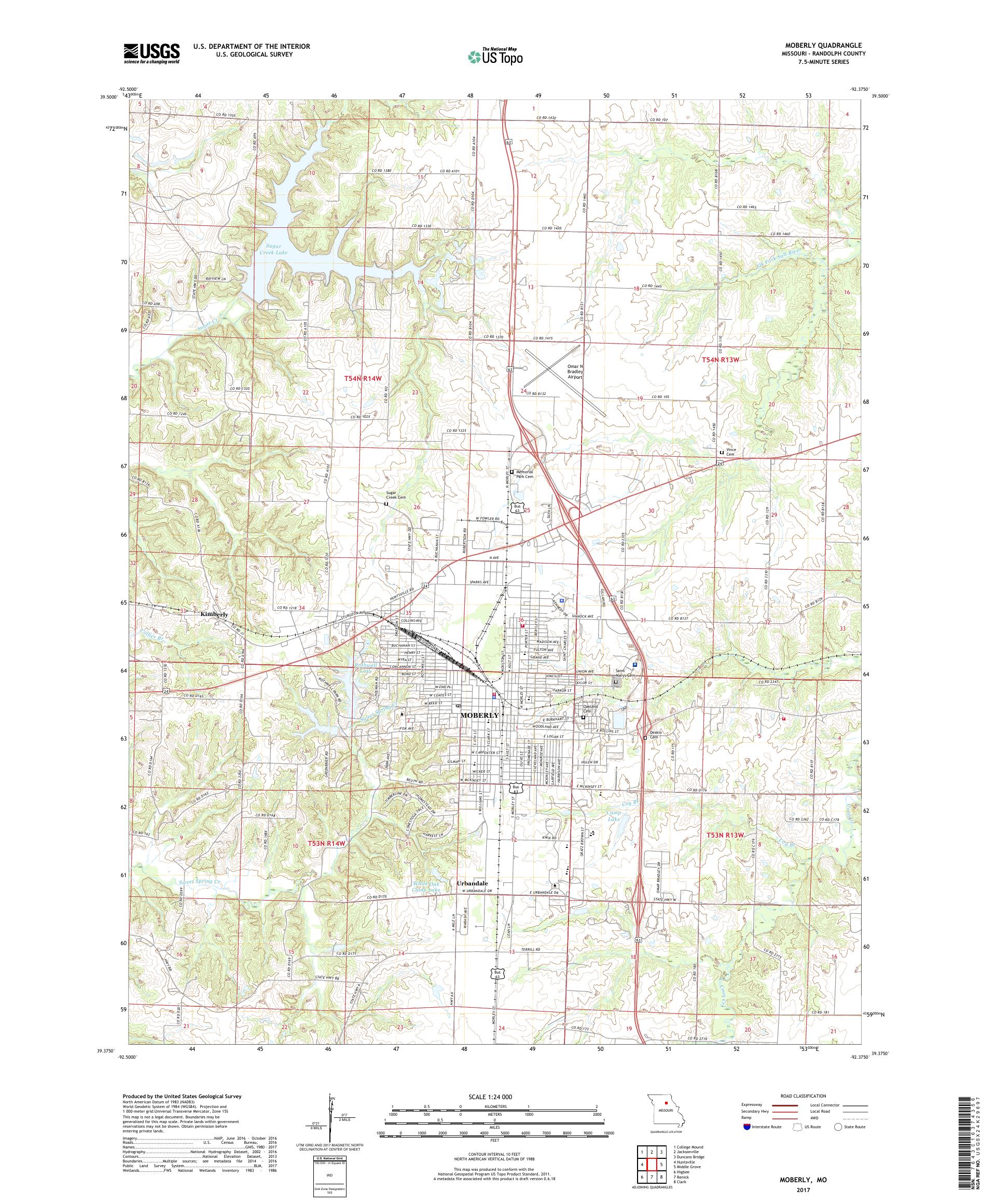 MyTopo Moberly, Missouri USGS Quad Topo Map
