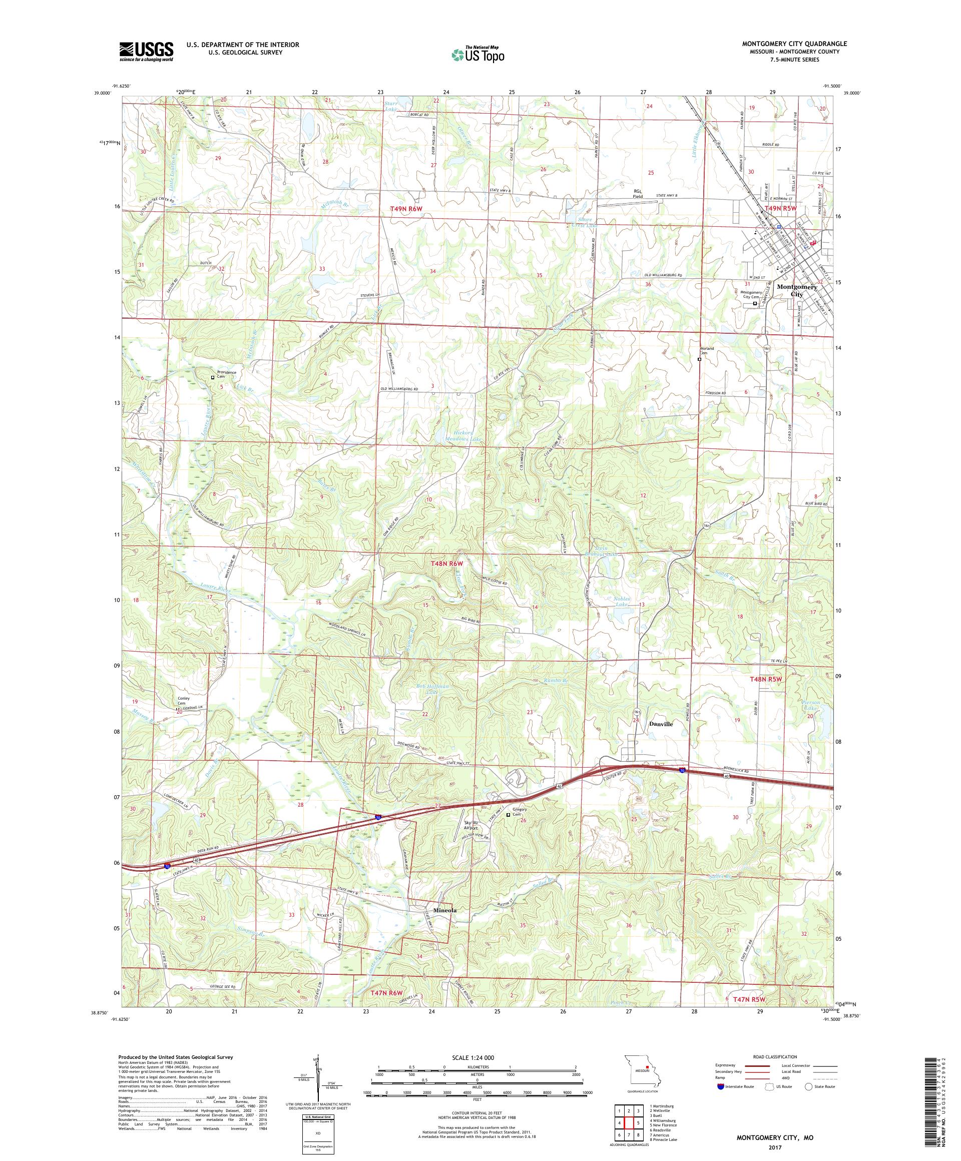 MyTopo Montgomery City, Missouri USGS Quad Topo Map