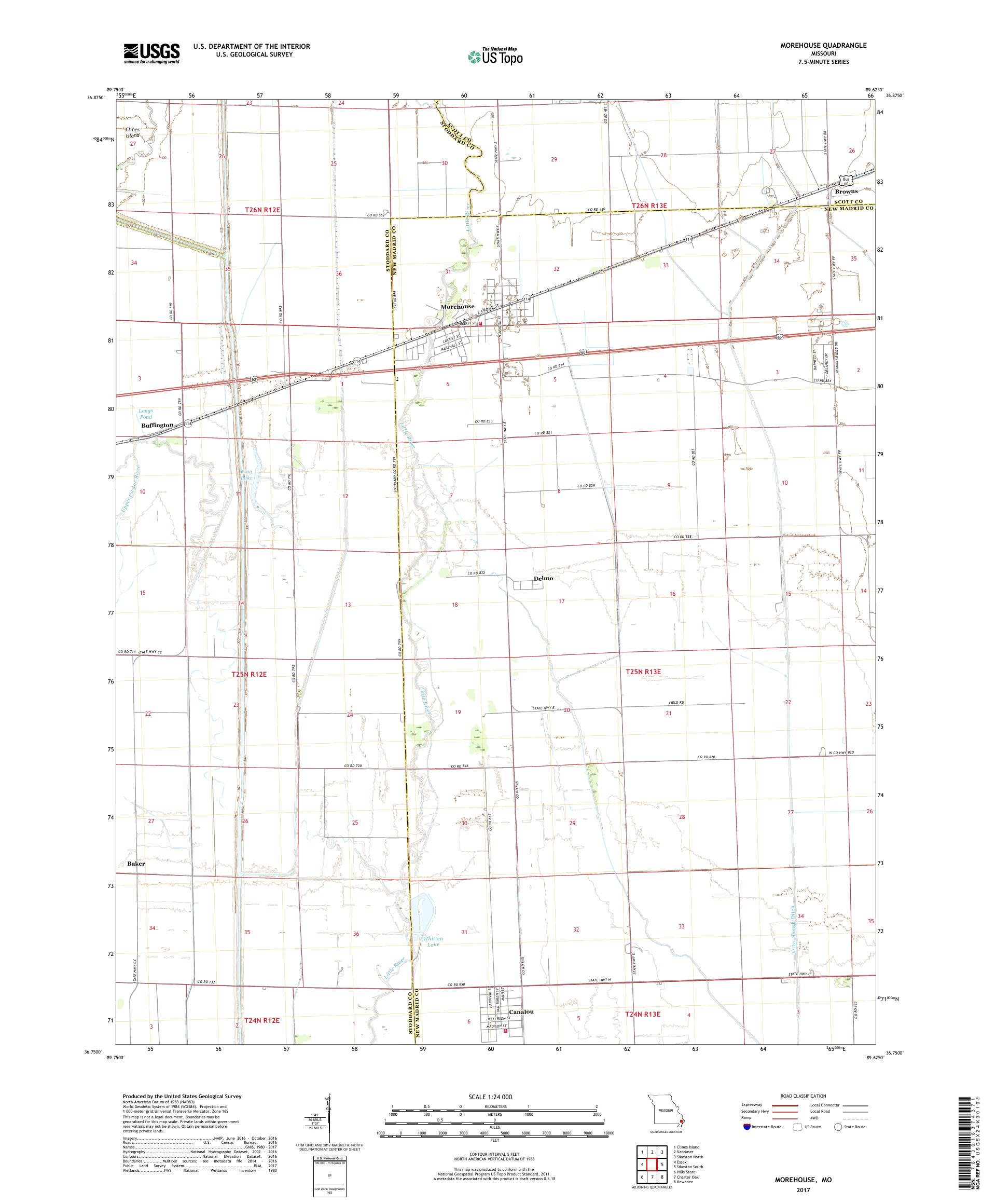 MyTopo Morehouse, Missouri USGS Quad Topo Map