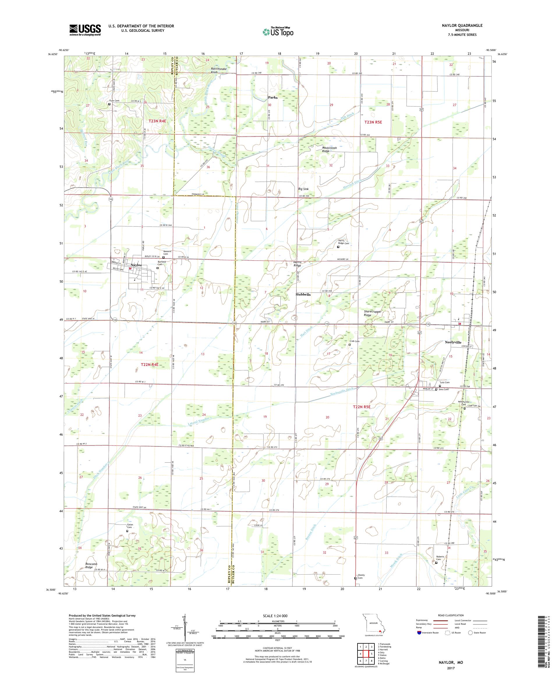 MyTopo Naylor, Missouri USGS Quad Topo Map