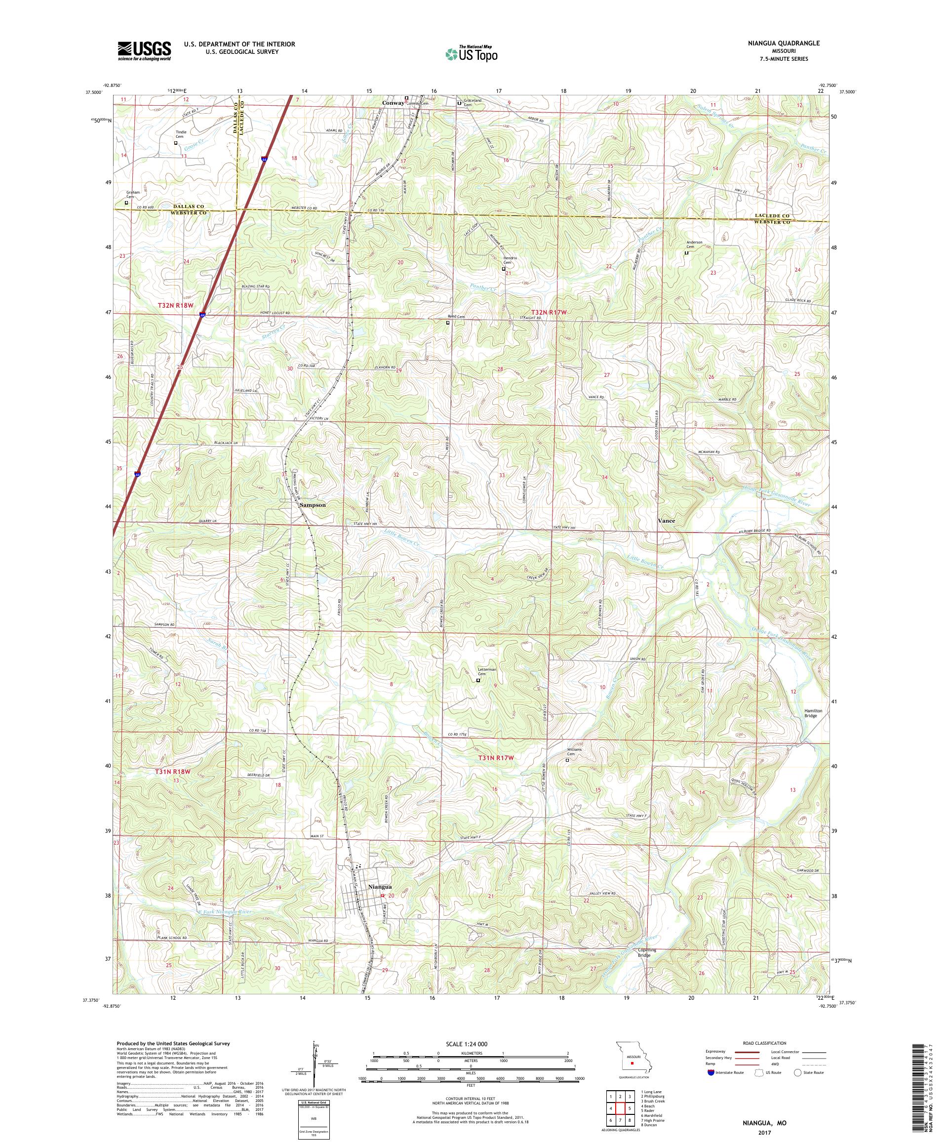 MyTopo Niangua, Missouri USGS Quad Topo Map