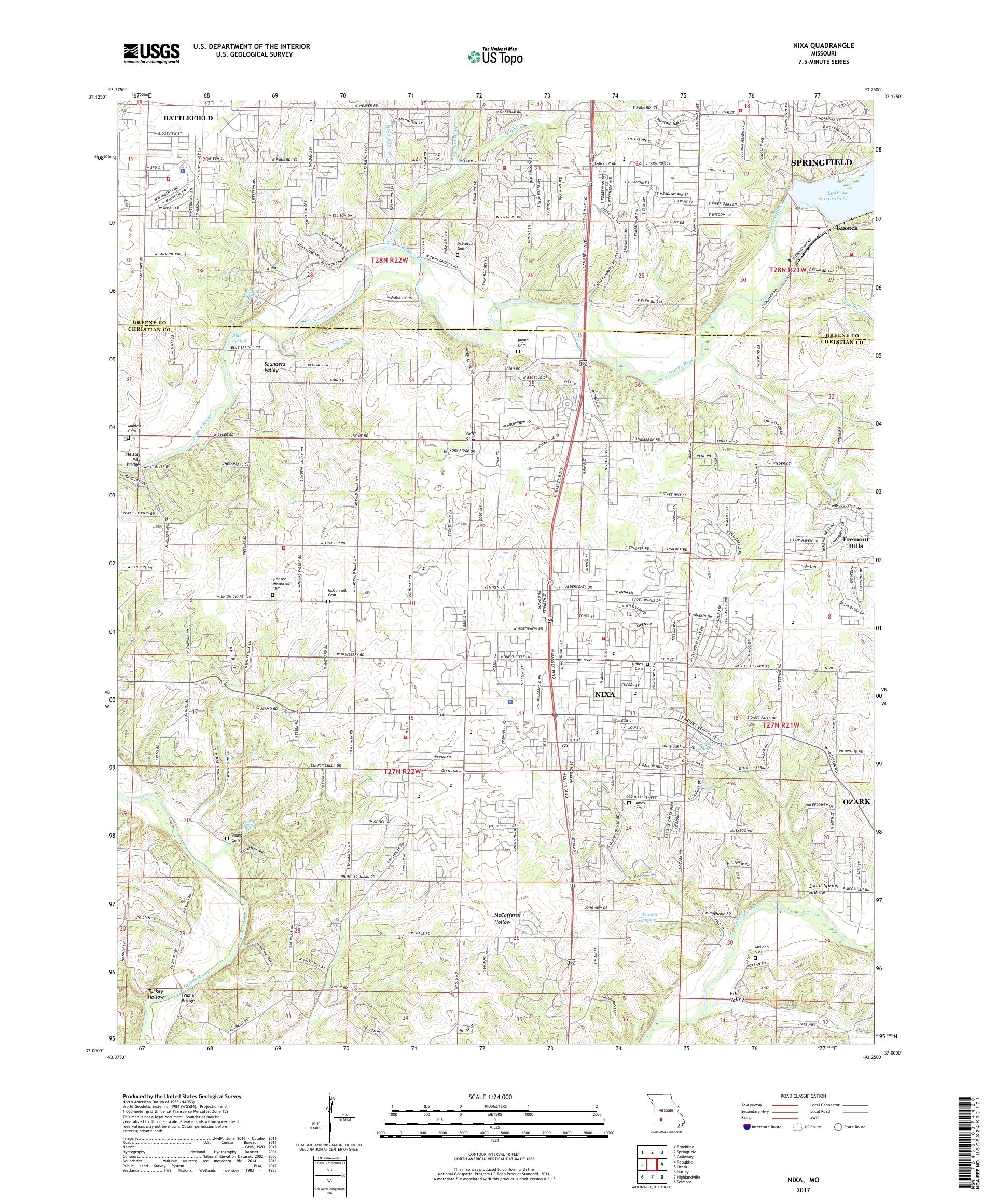 MyTopo Nixa, Missouri USGS Quad Topo Map