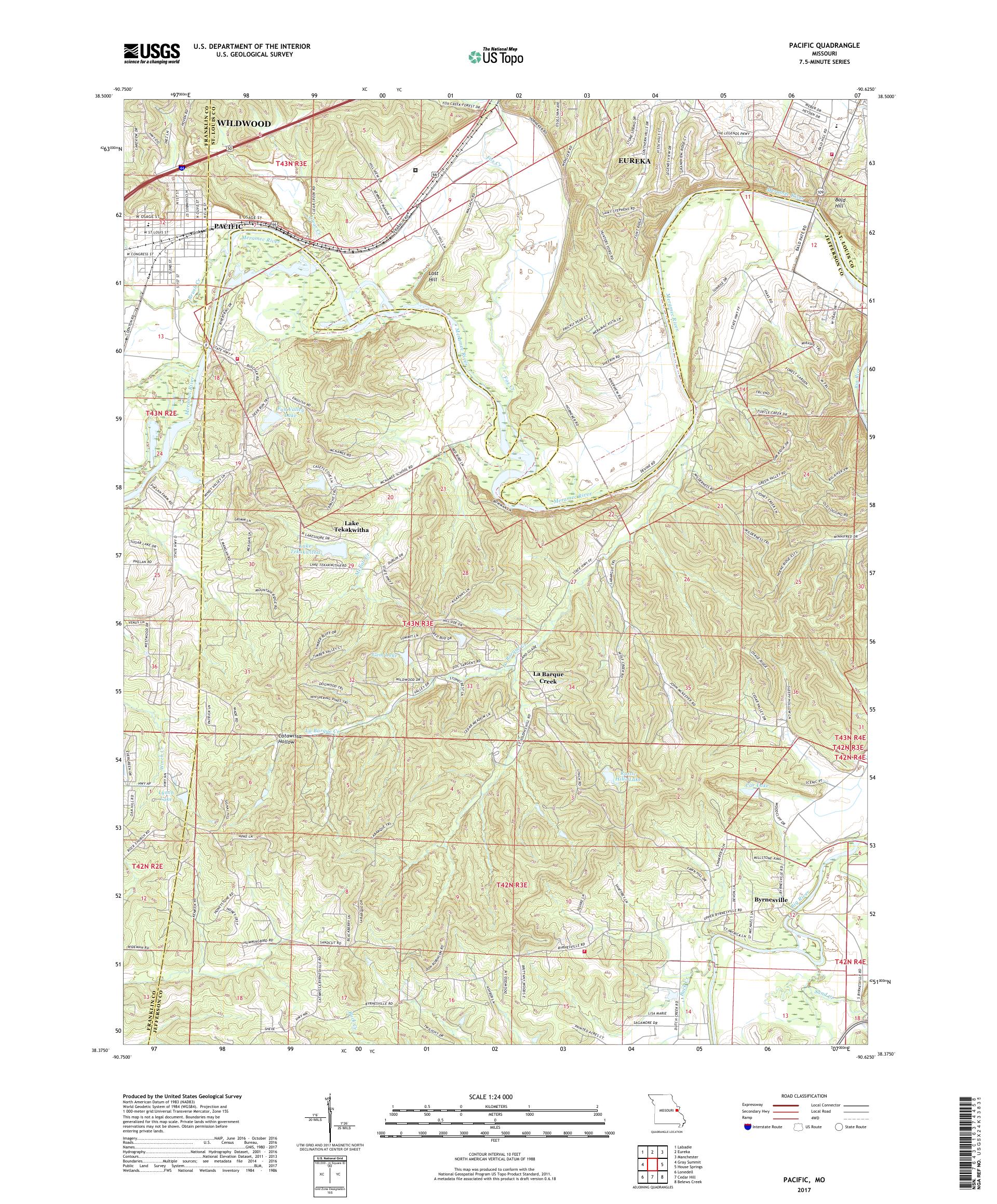 MyTopo Pacific, Missouri USGS Quad Topo Map
