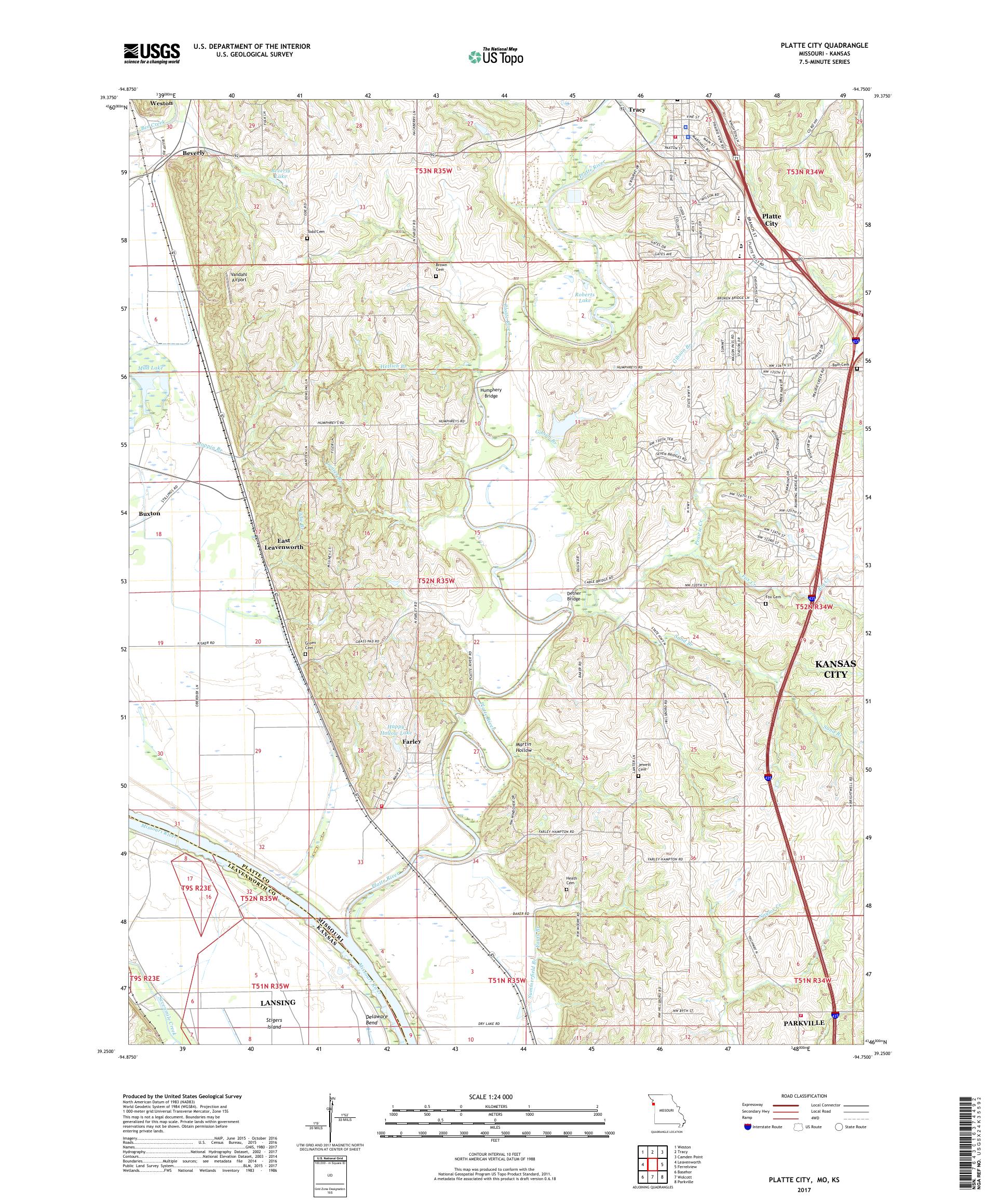 MyTopo Platte City, Missouri USGS Quad Topo Map