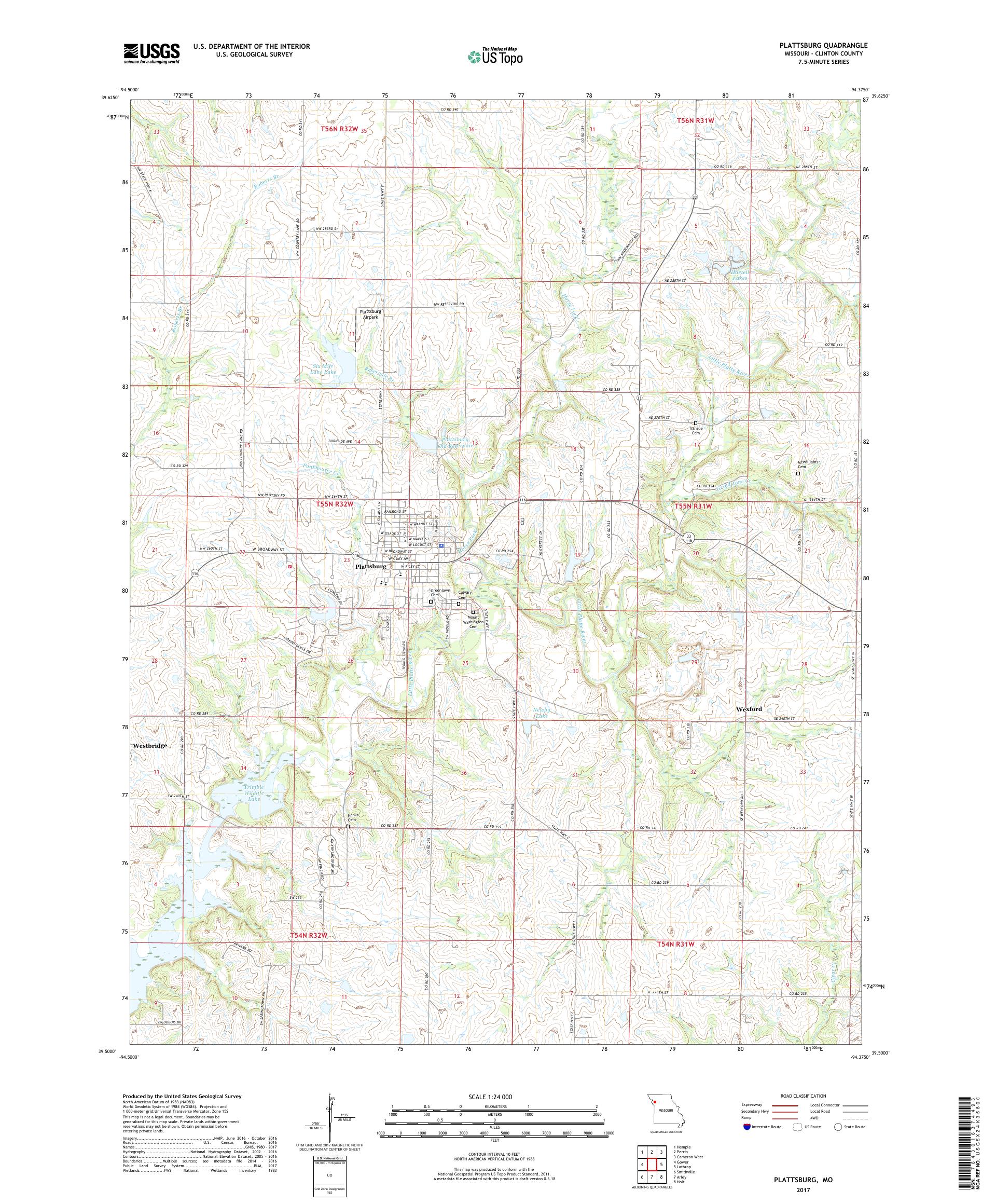 MyTopo Plattsburg, Missouri USGS Quad Topo Map