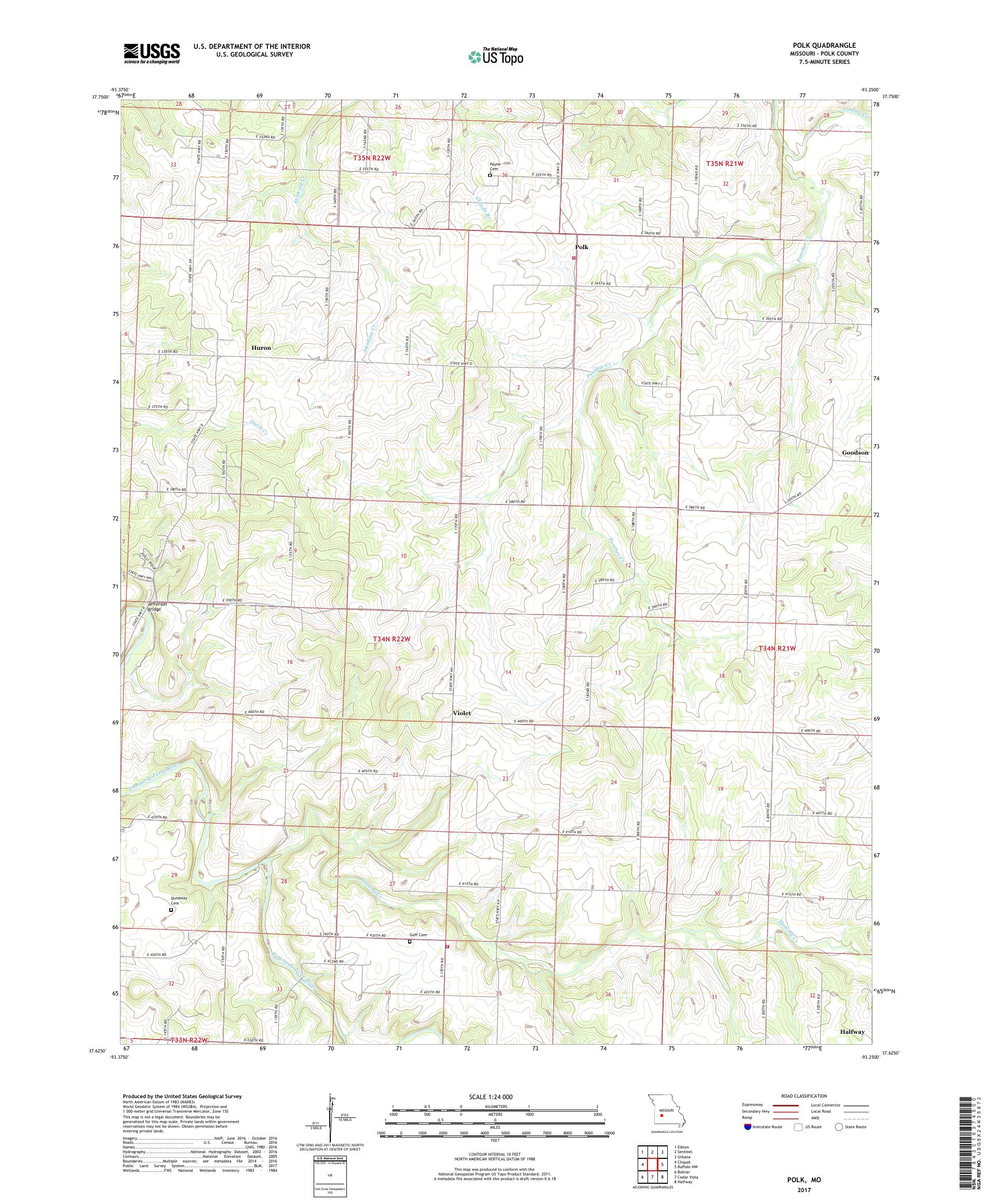 MyTopo Polk, Missouri USGS Quad Topo Map