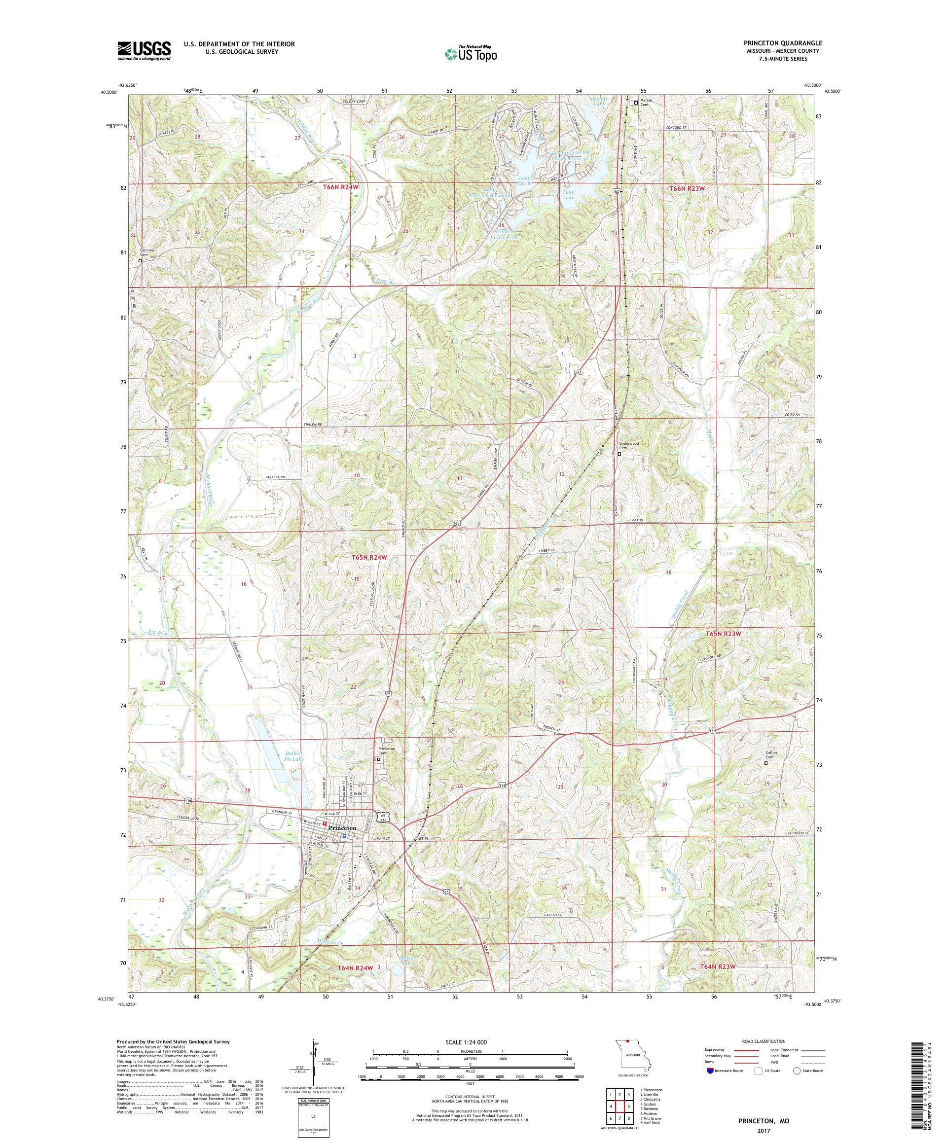 MyTopo Princeton, Missouri USGS Quad Topo Map