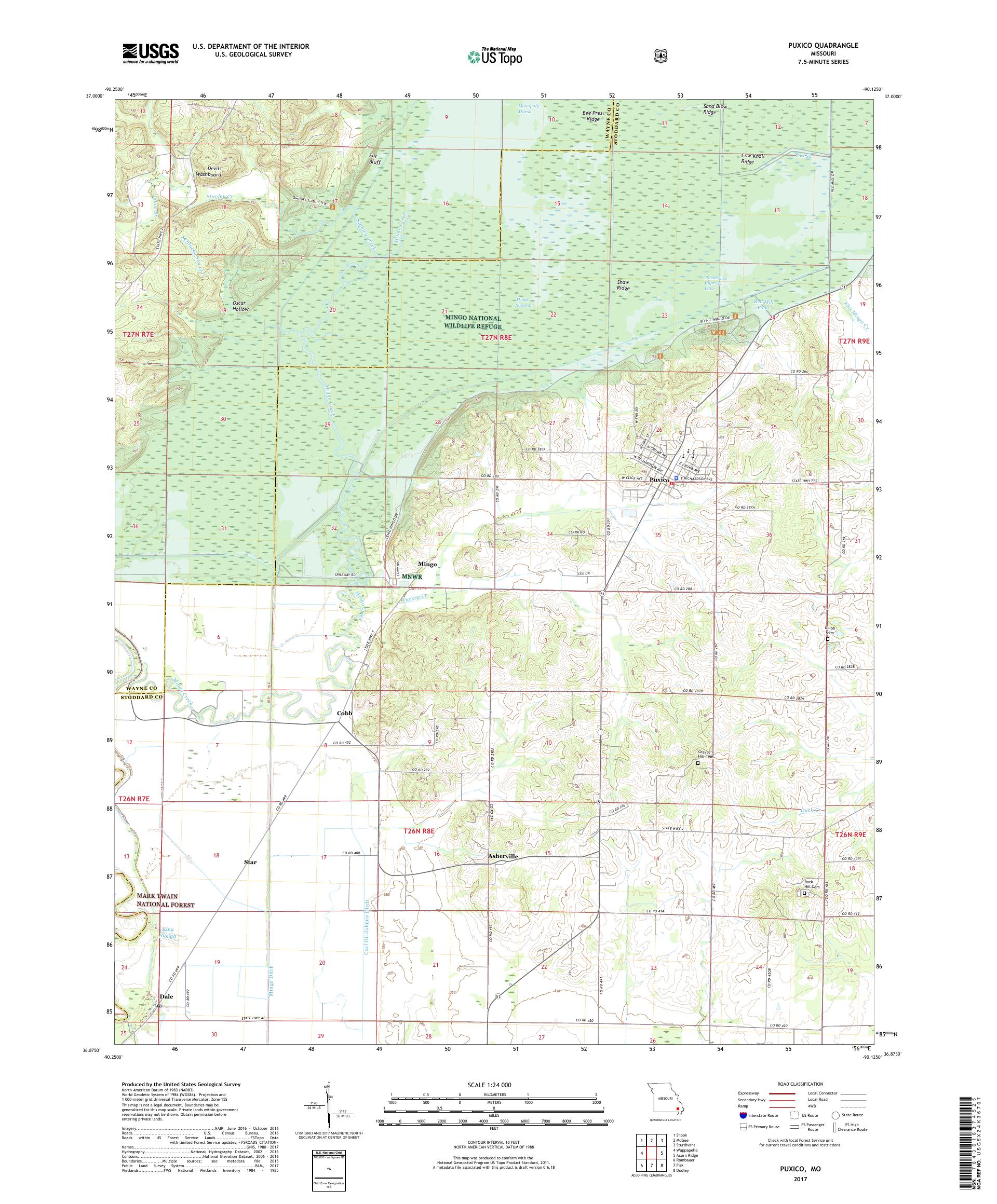 MyTopo Puxico, Missouri USGS Quad Topo Map