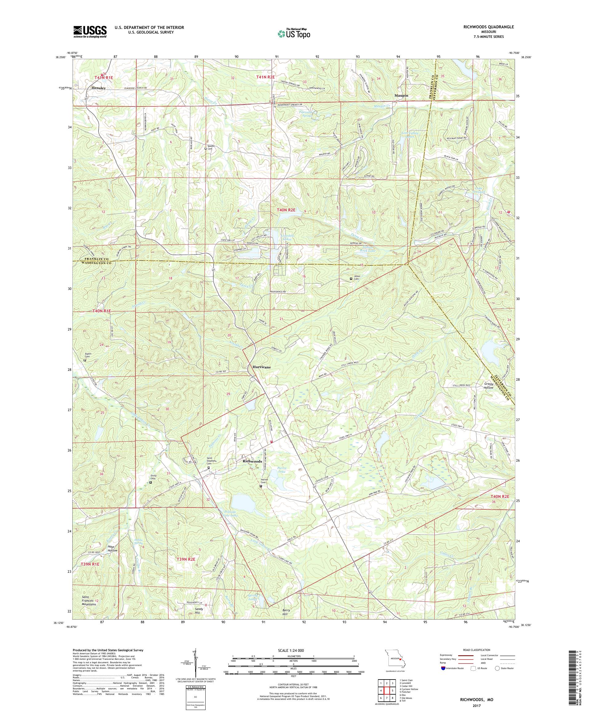 MyTopo Richwoods, Missouri USGS Quad Topo Map
