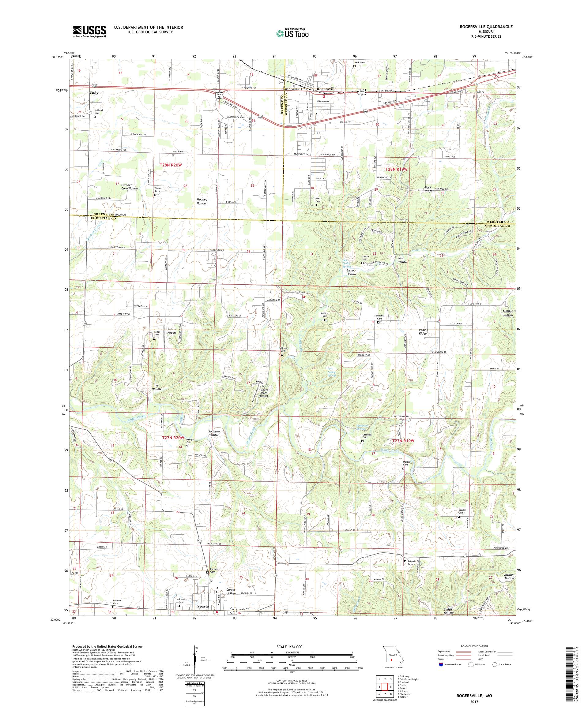 MyTopo Rogersville, Missouri USGS Quad Topo Map