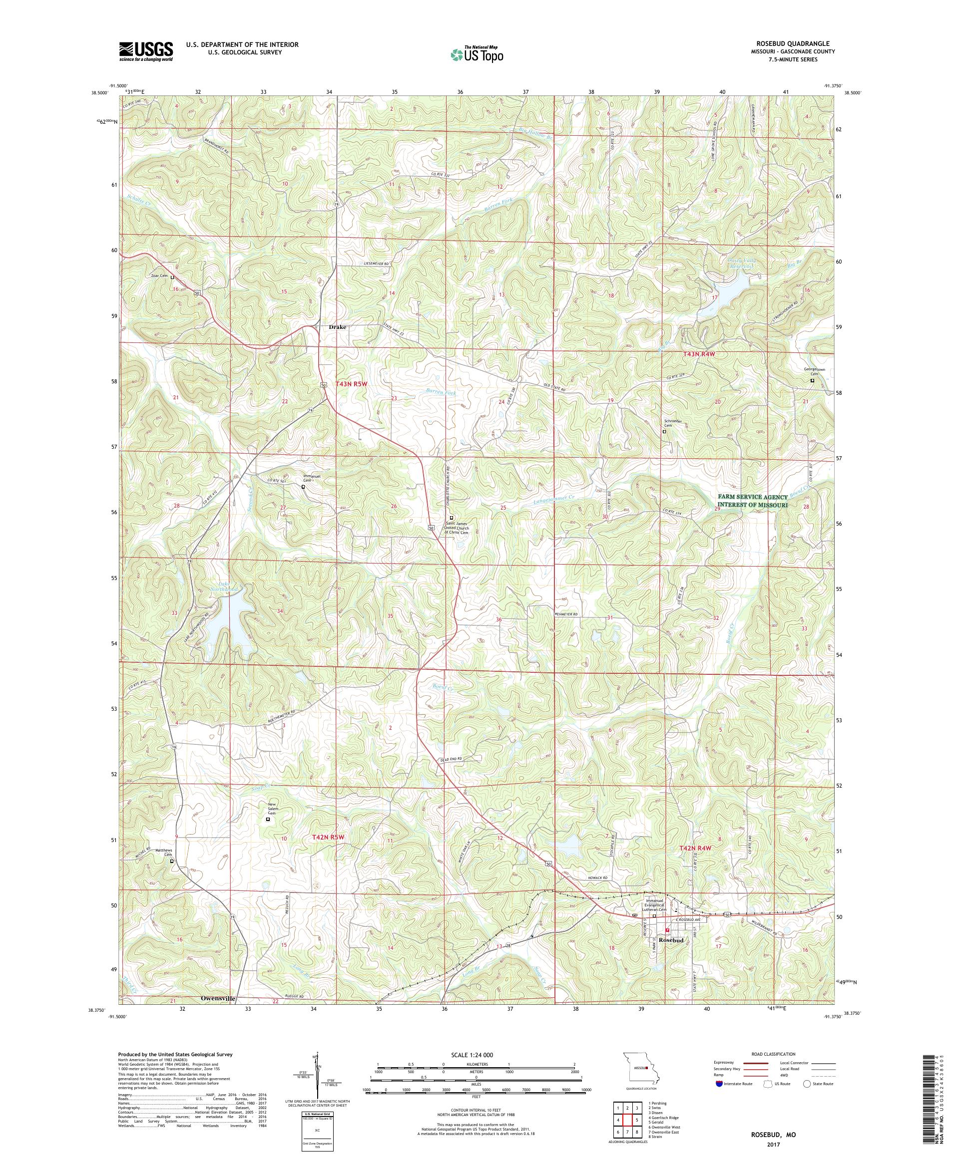 MyTopo Rosebud, Missouri USGS Quad Topo Map