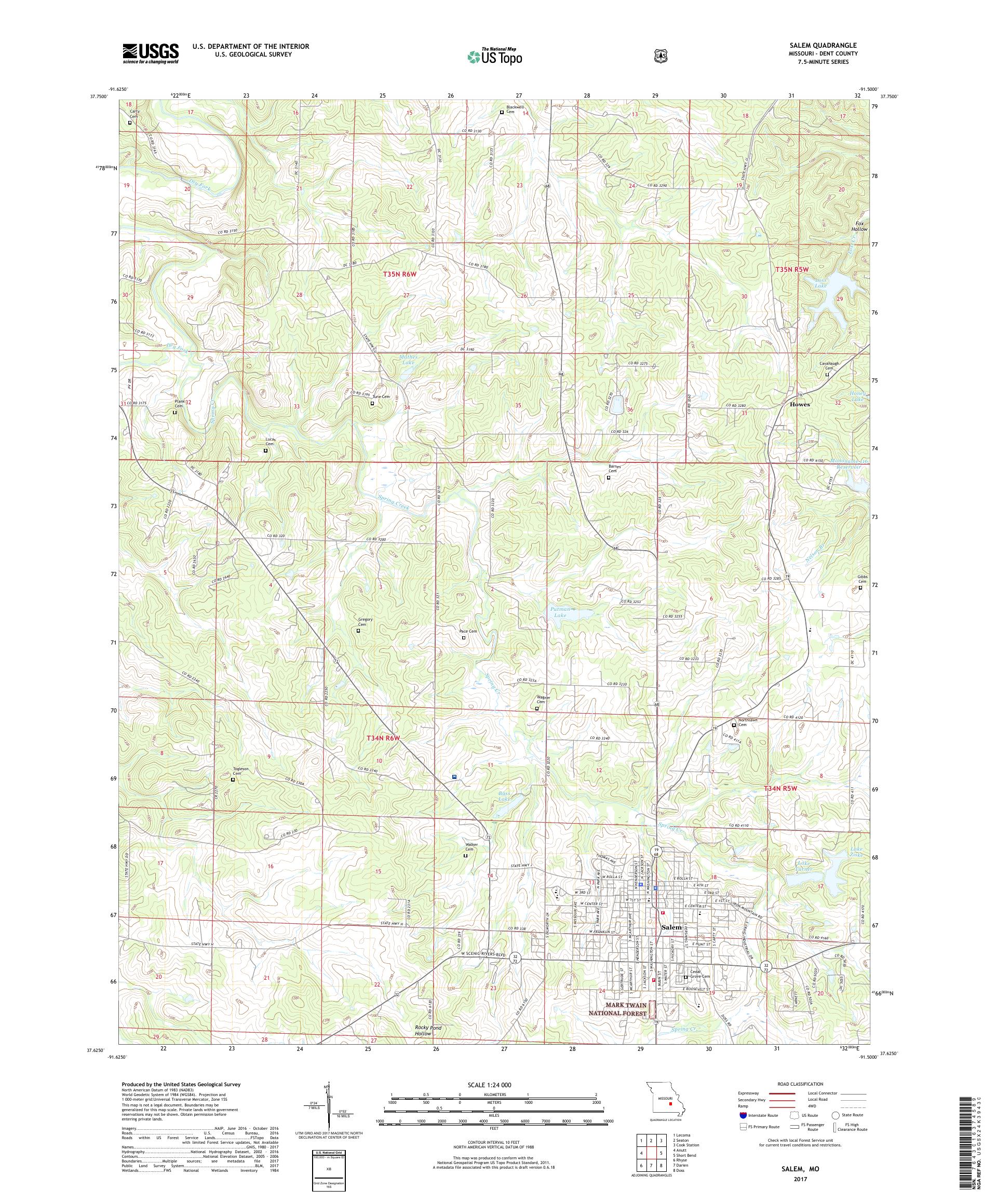 MyTopo Salem, Missouri USGS Quad Topo Map