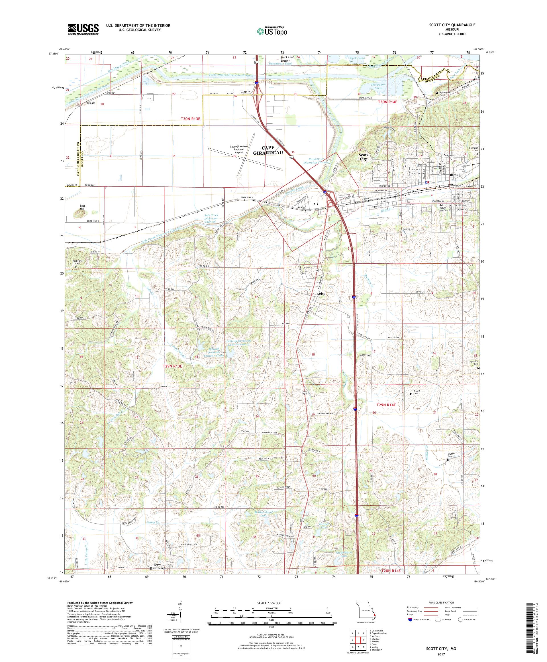 MyTopo Scott City, Missouri USGS Quad Topo Map