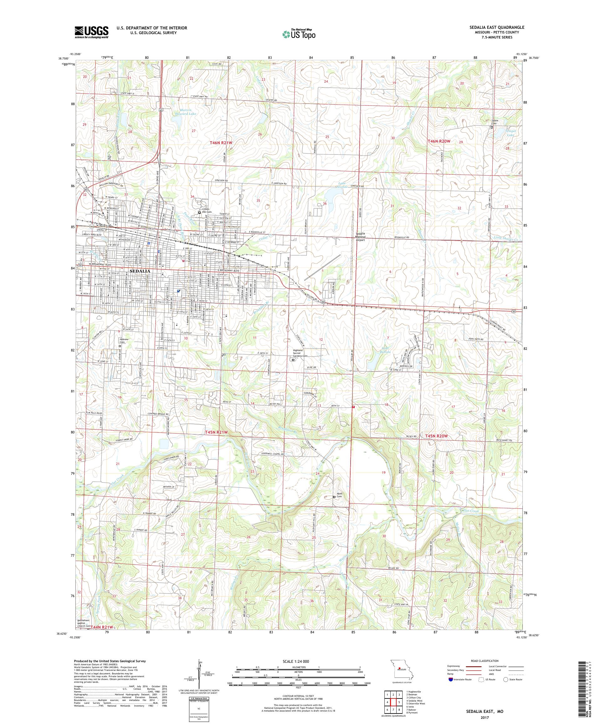 MyTopo Sedalia East, Missouri USGS Quad Topo Map