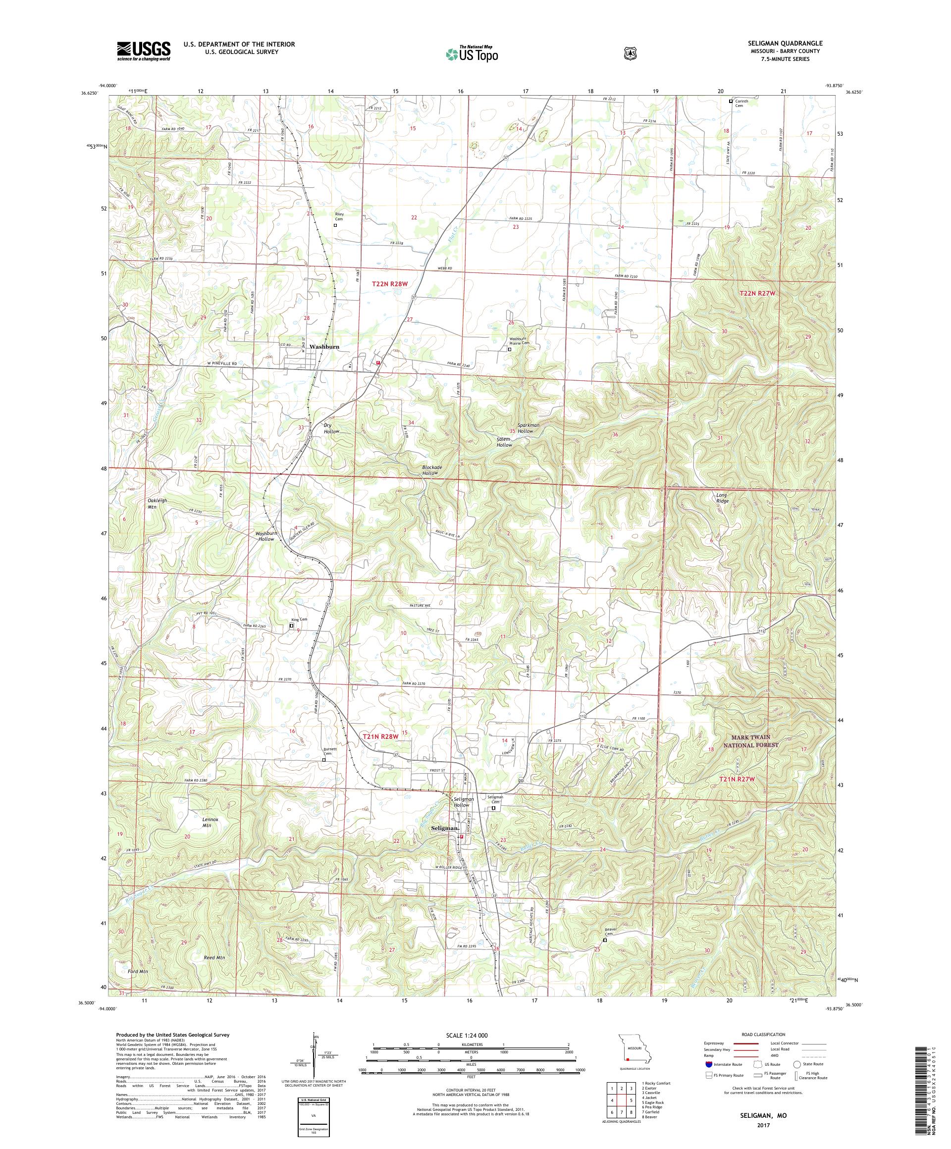 MyTopo Seligman, Missouri USGS Quad Topo Map