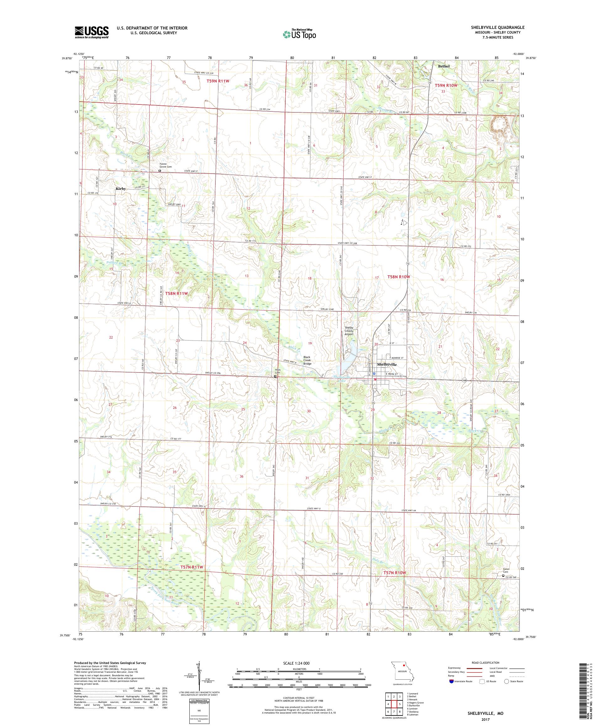 MyTopo Shelbyville, Missouri USGS Quad Topo Map