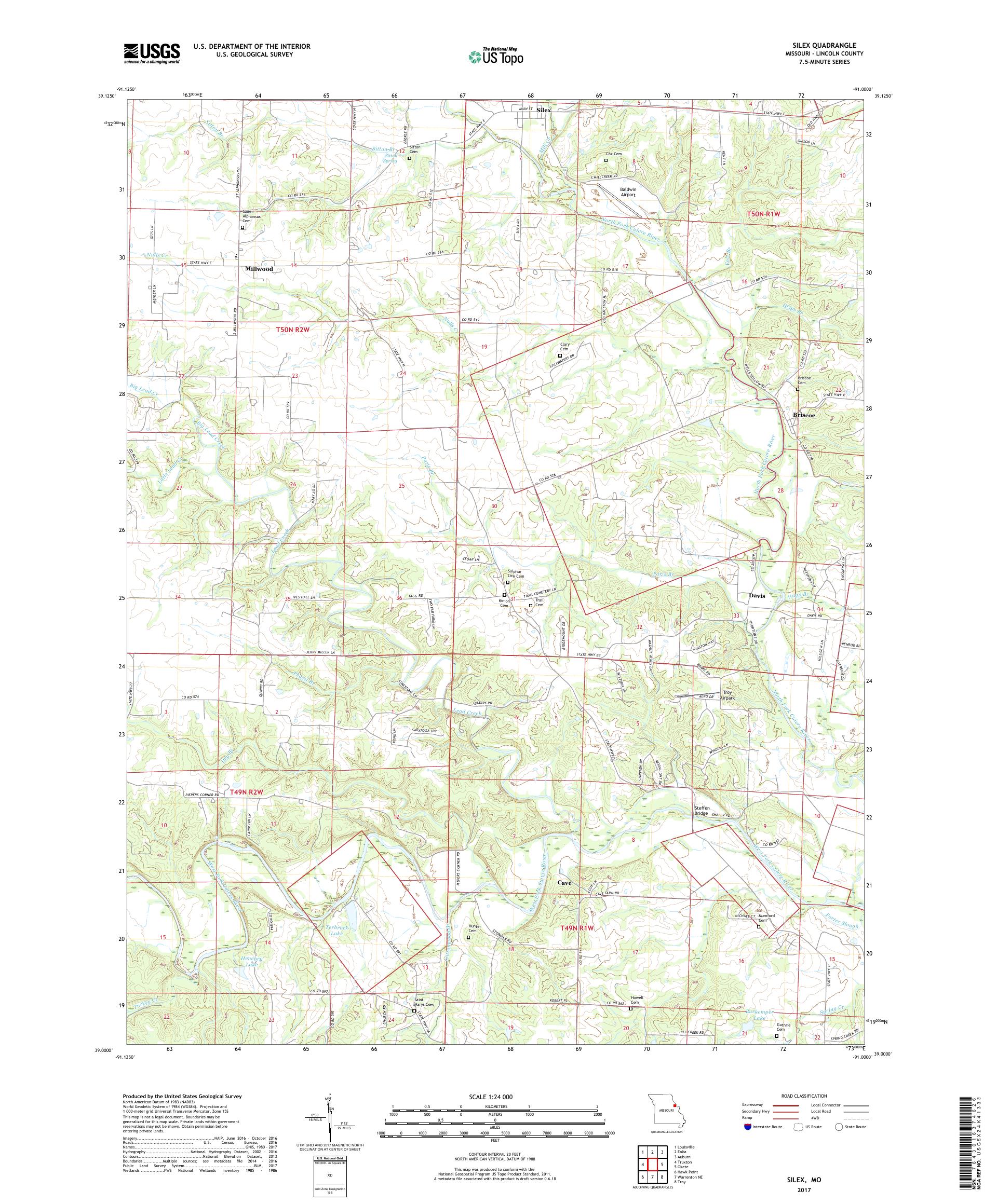 MyTopo Silex, Missouri USGS Quad Topo Map