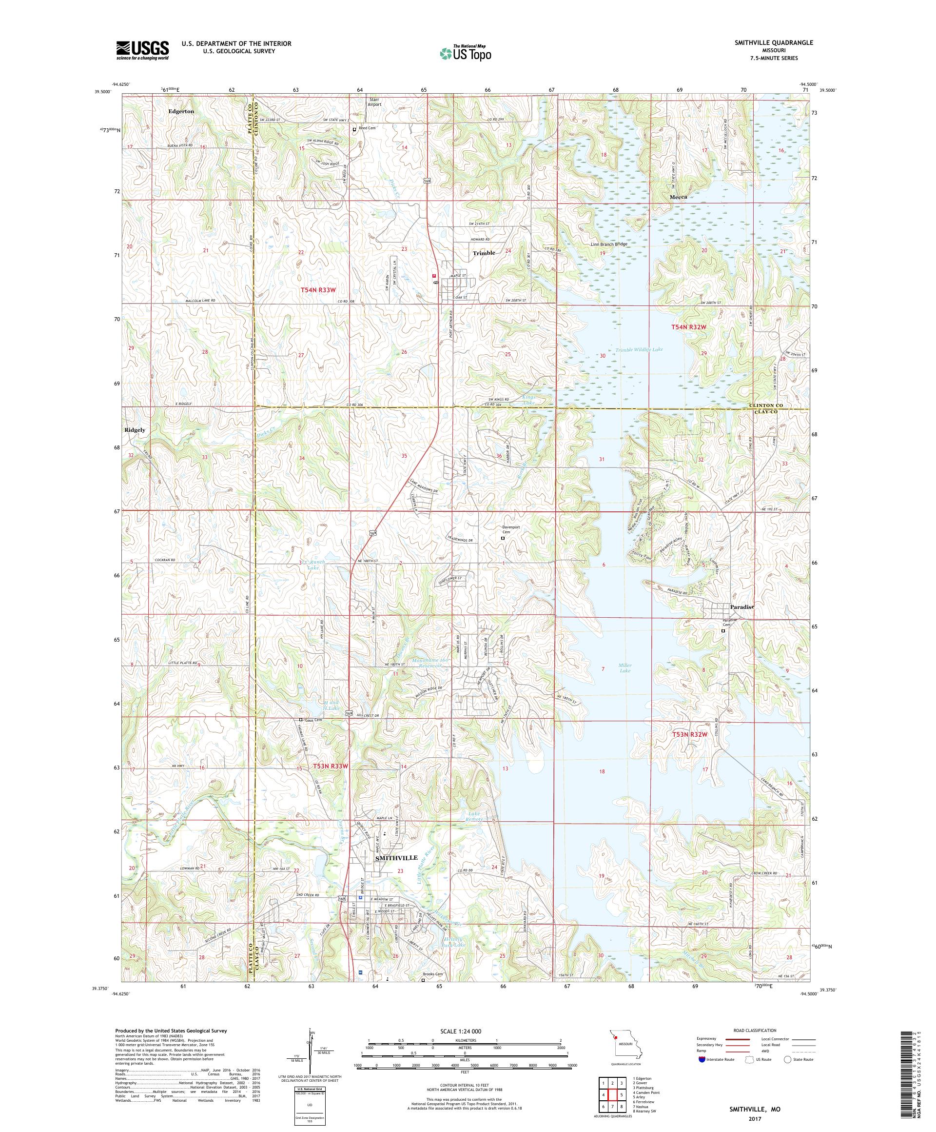 MyTopo Smithville, Missouri USGS Quad Topo Map