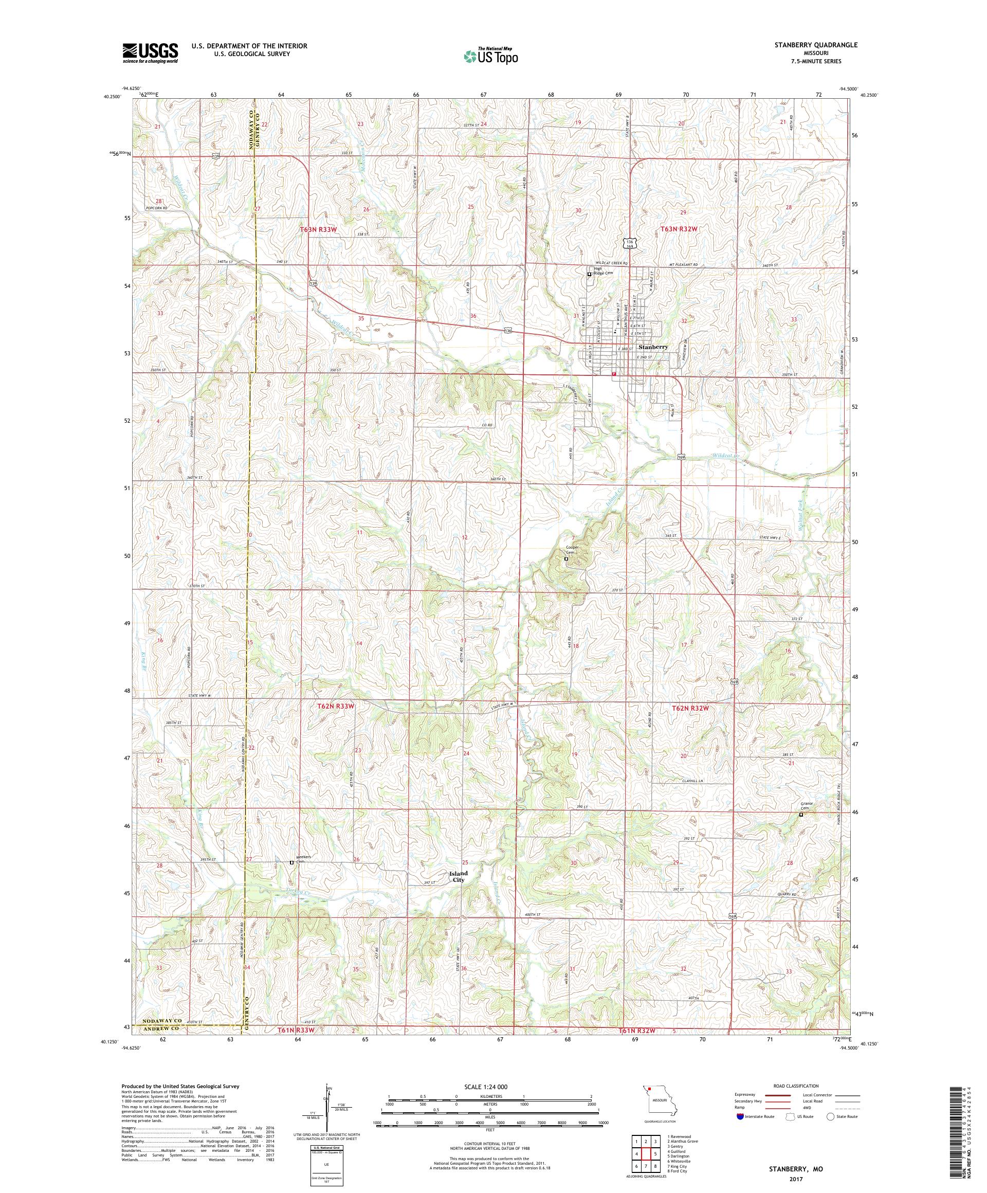 MyTopo Stanberry, Missouri USGS Quad Topo Map