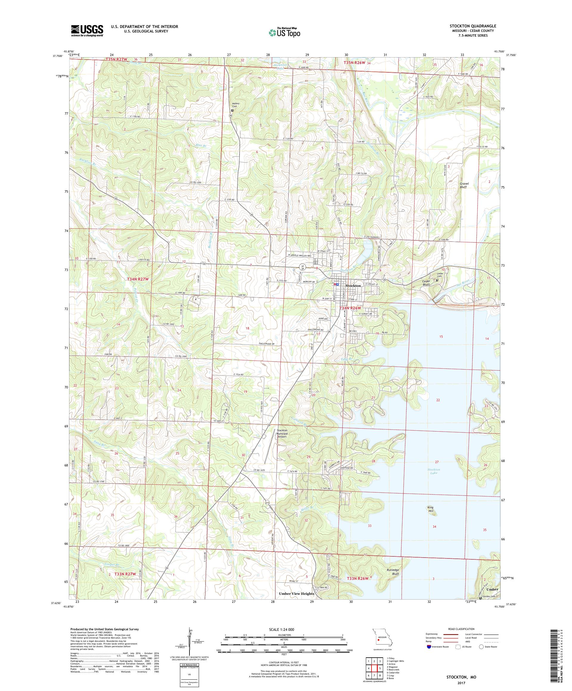 MyTopo Stockton, Missouri USGS Quad Topo Map