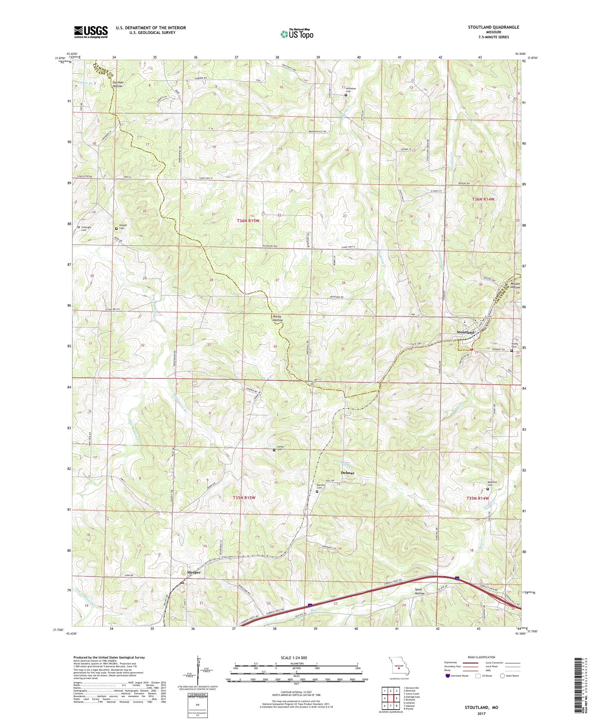 MyTopo Stoutland, Missouri USGS Quad Topo Map
