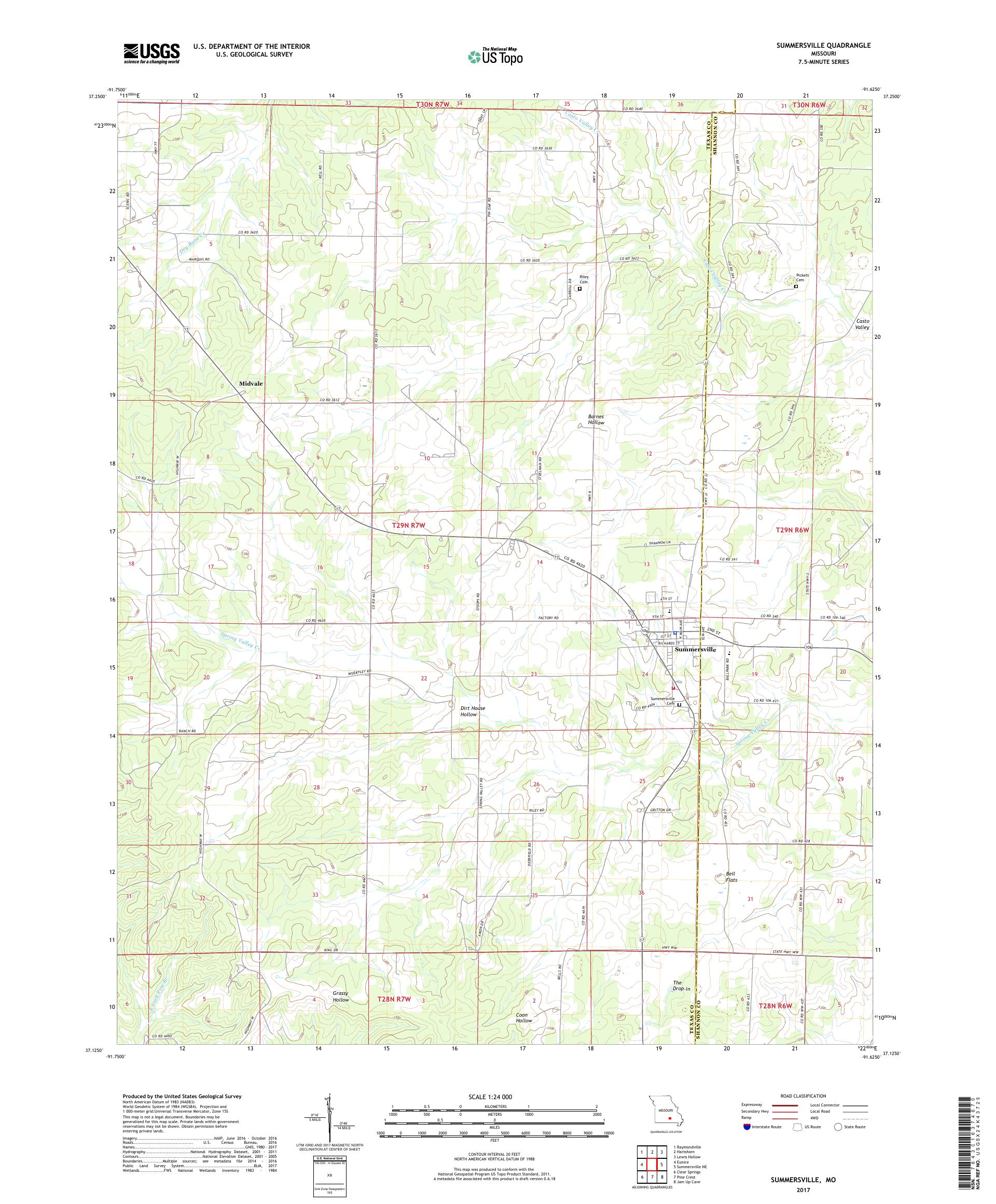 MyTopo Summersville, Missouri USGS Quad Topo Map