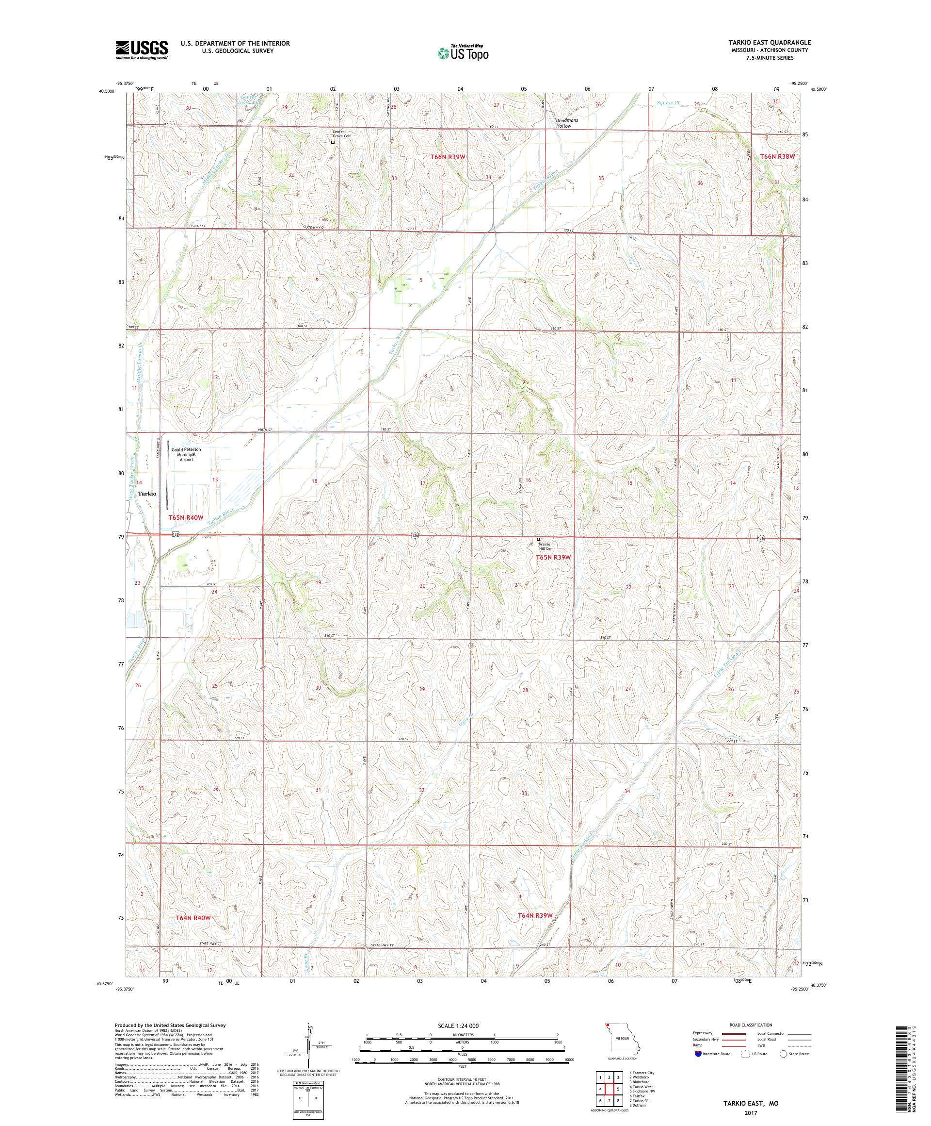 MyTopo Tarkio East, Missouri USGS Quad Topo Map