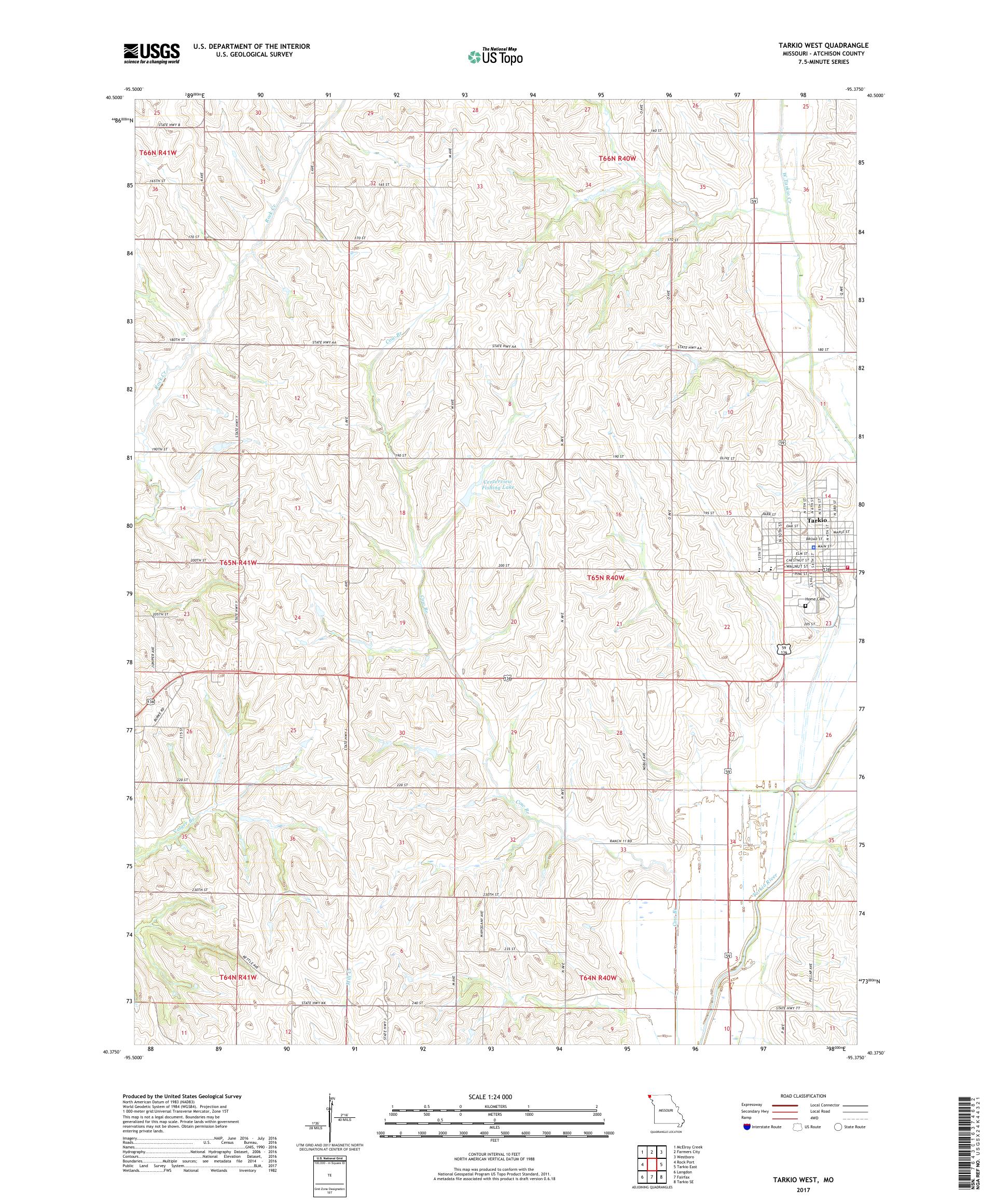MyTopo Tarkio West, Missouri USGS Quad Topo Map