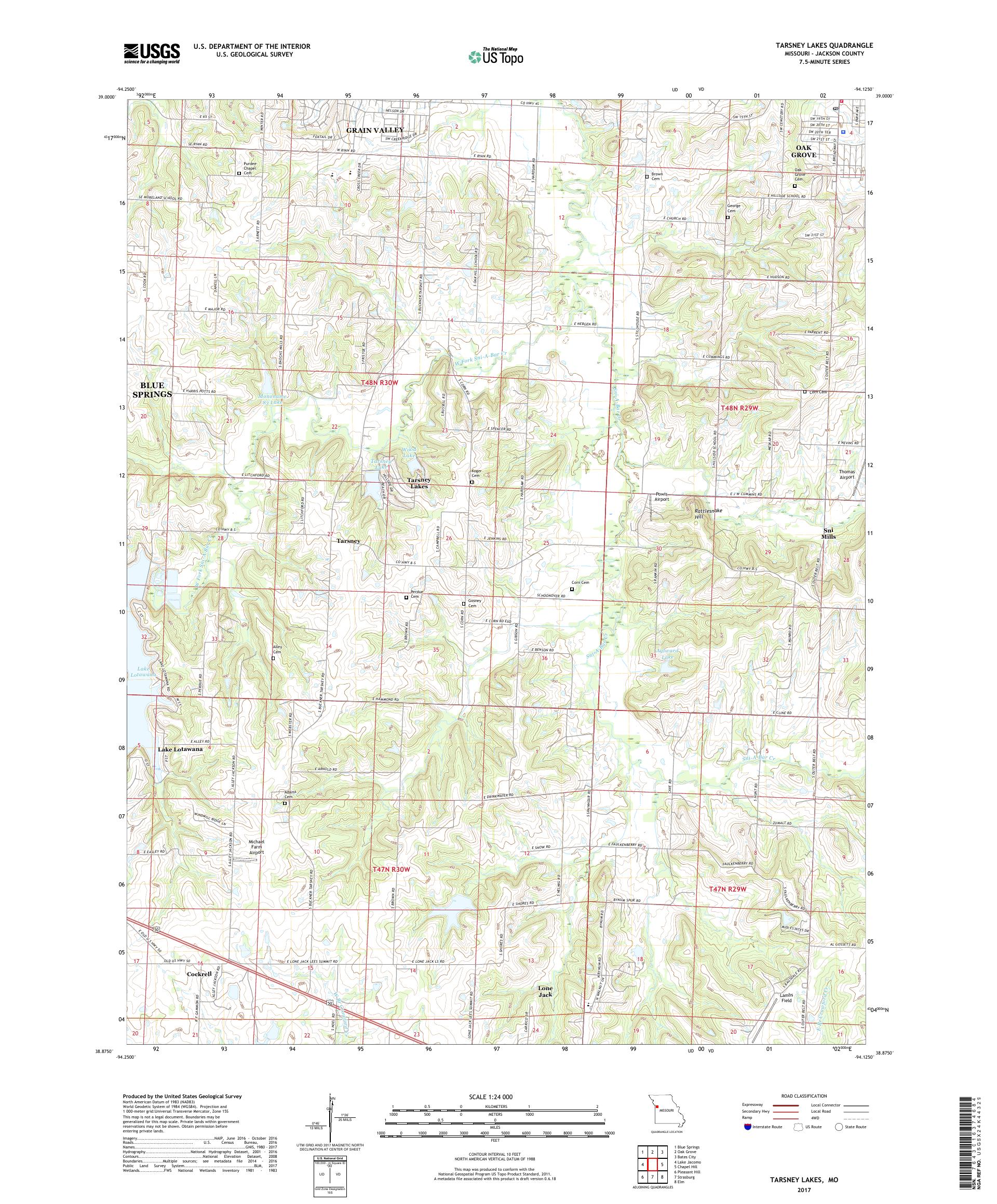 MyTopo Tarsney Lakes, Missouri USGS Quad Topo Map