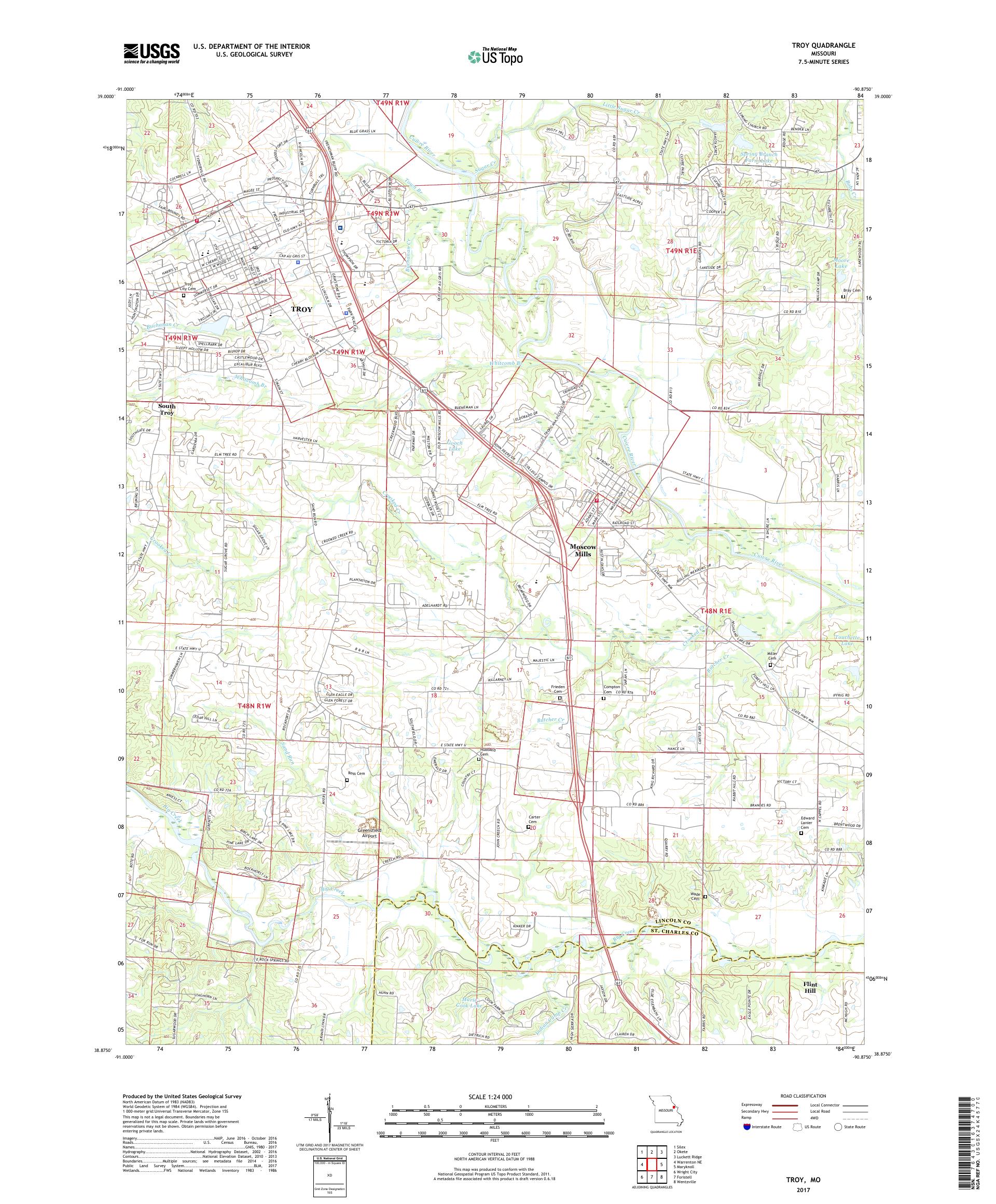 MyTopo Troy, Missouri USGS Quad Topo Map