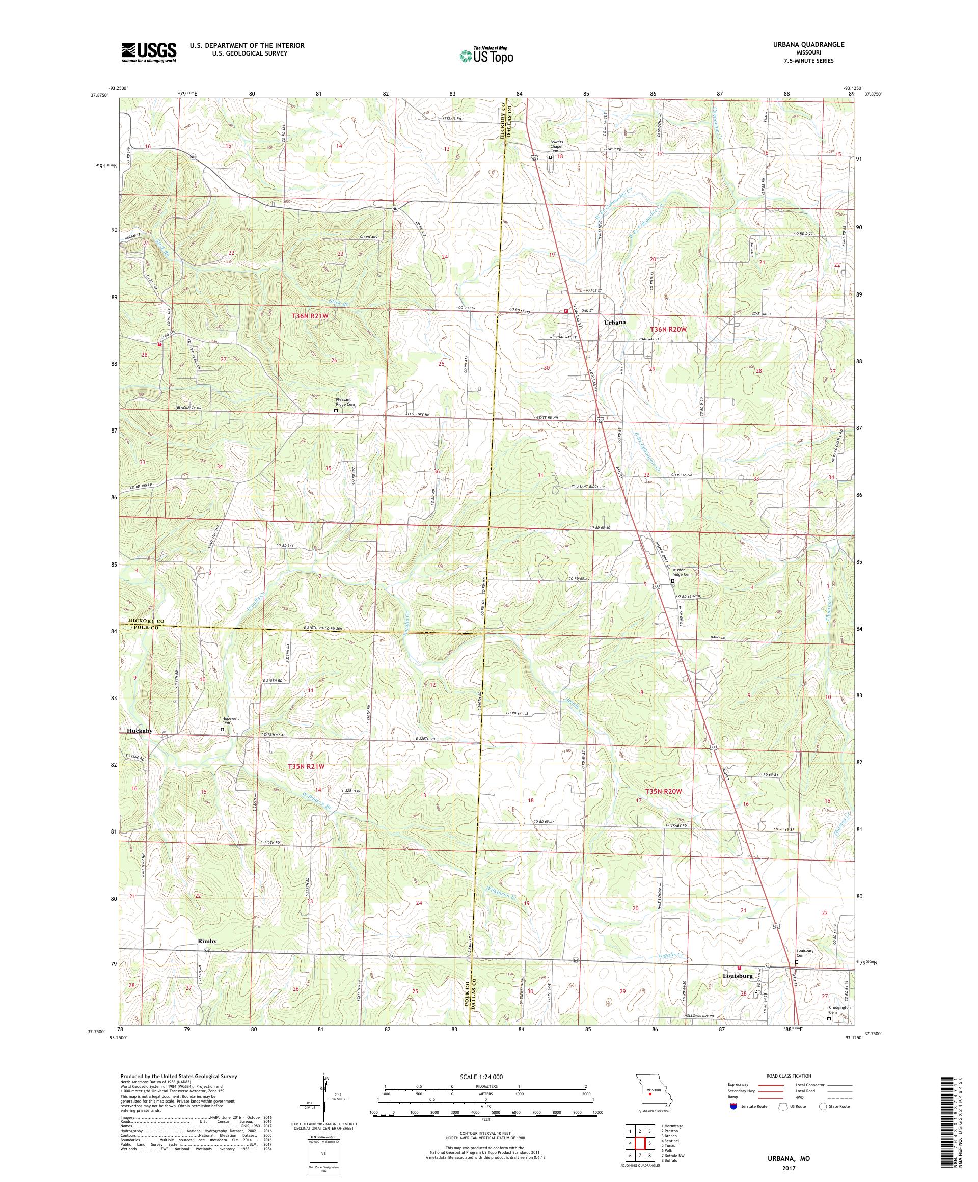 MyTopo Urbana, Missouri USGS Quad Topo Map