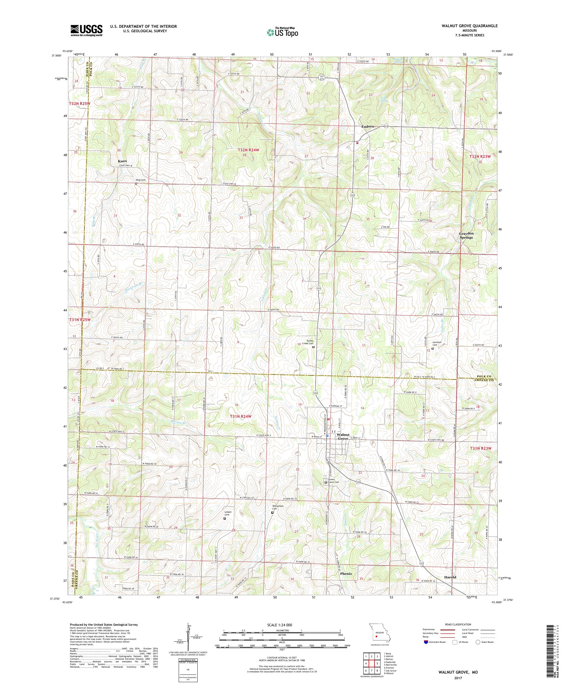 MyTopo Walnut Grove, Missouri USGS Quad Topo Map