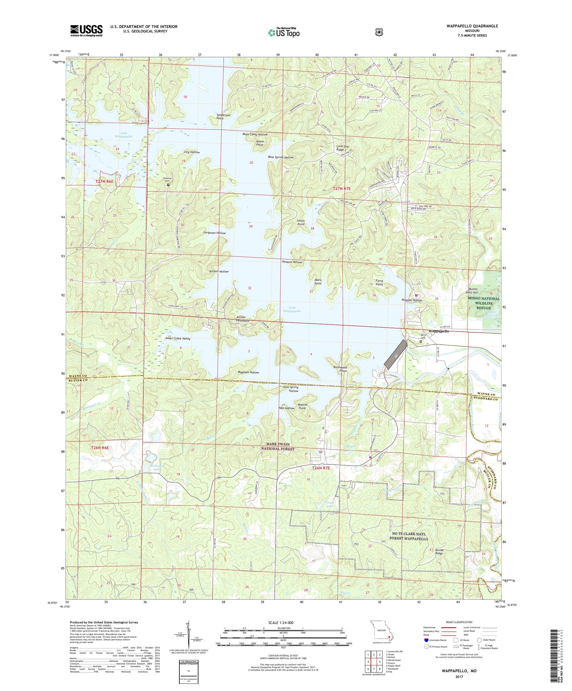 MyTopo Wappapello, Missouri USGS Quad Topo Map
