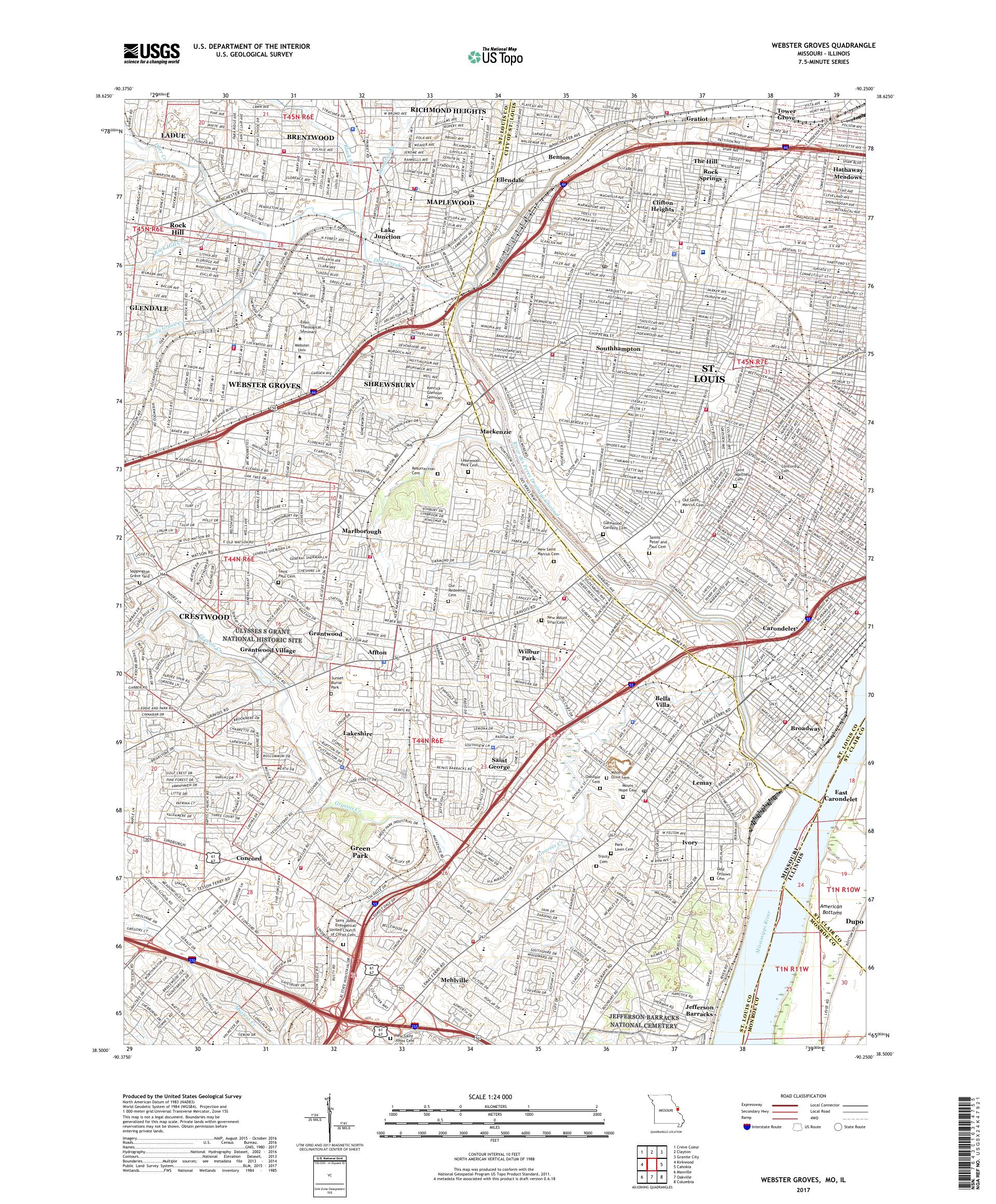 MyTopo Webster Groves, Missouri USGS Quad Topo Map