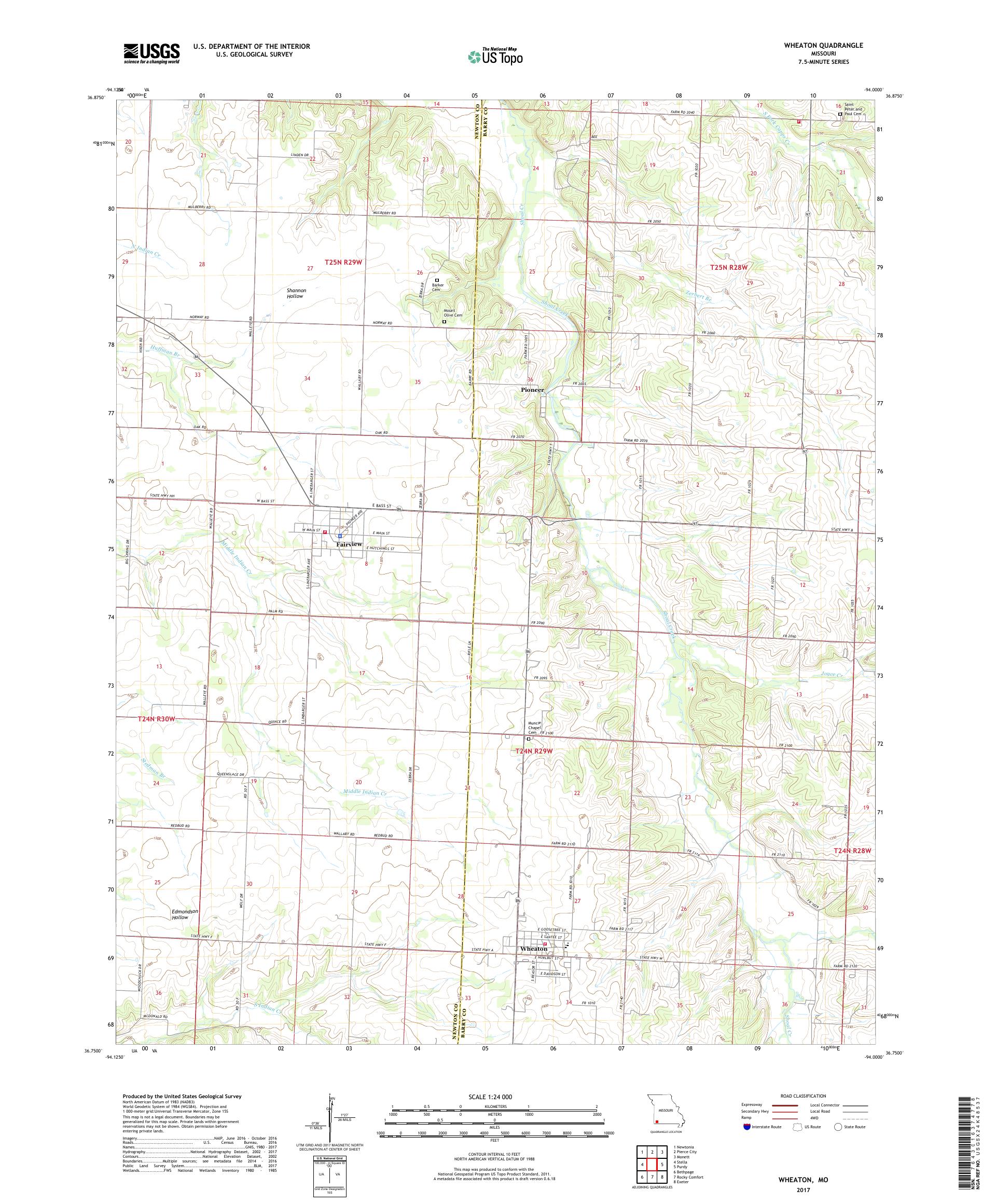 MyTopo Wheaton, Missouri USGS Quad Topo Map