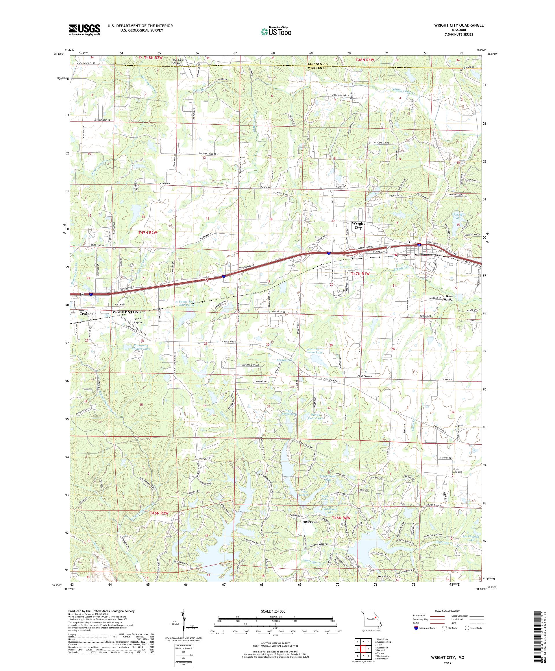 MyTopo Wright City, Missouri USGS Quad Topo Map