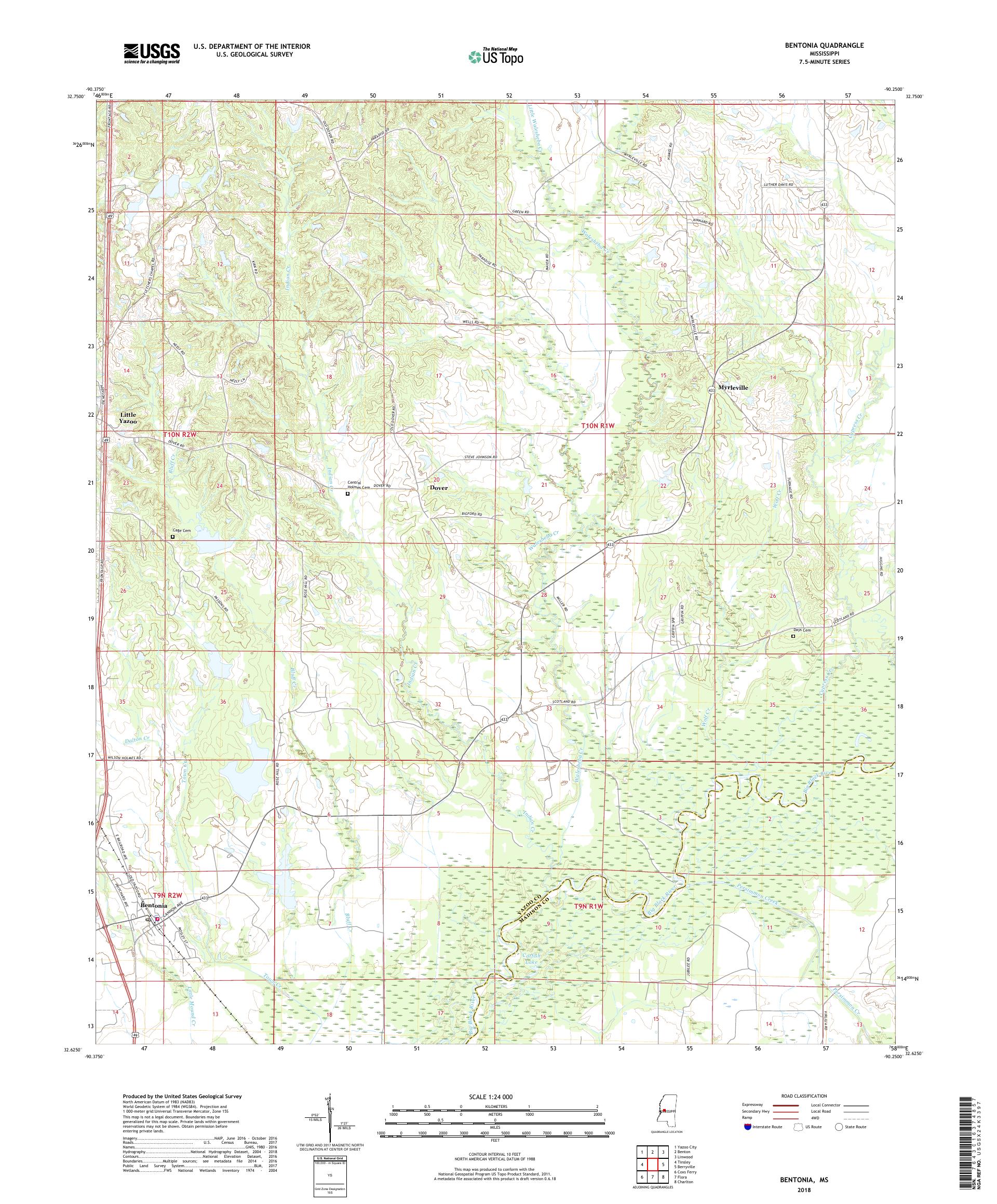 MyTopo Bentonia, Mississippi USGS Quad Topo Map