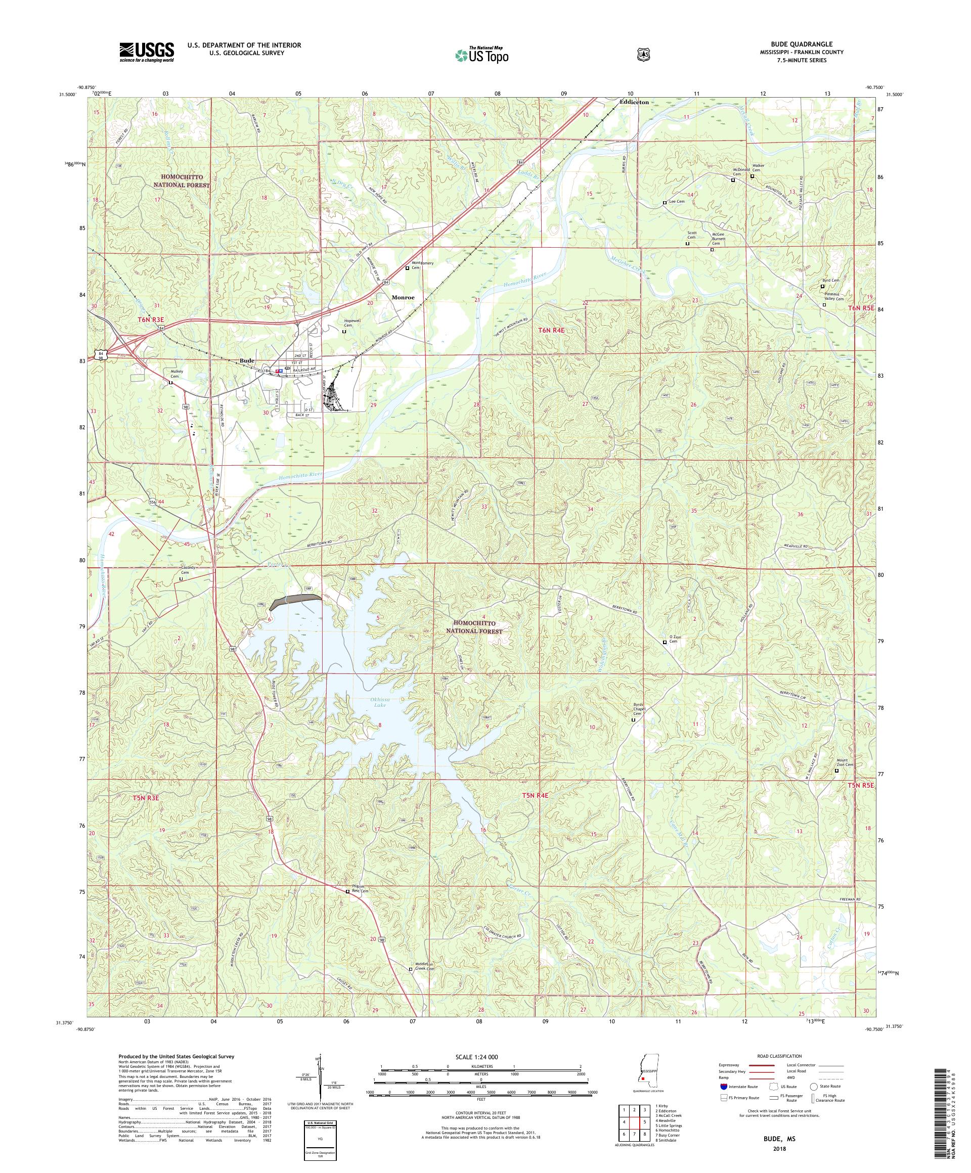 MyTopo Bude, Mississippi USGS Quad Topo Map