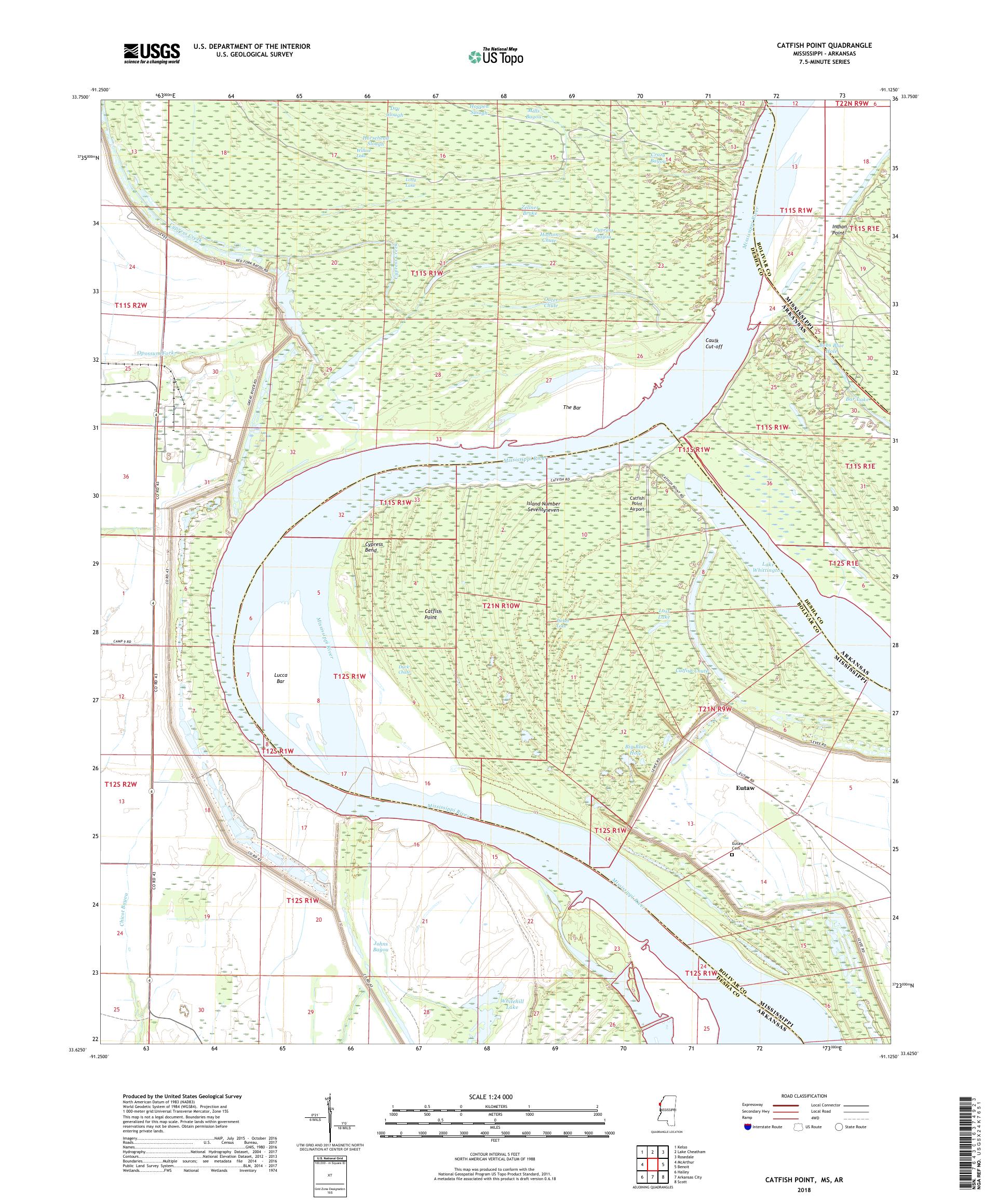 MyTopo Catfish Point, Mississippi USGS Quad Topo Map