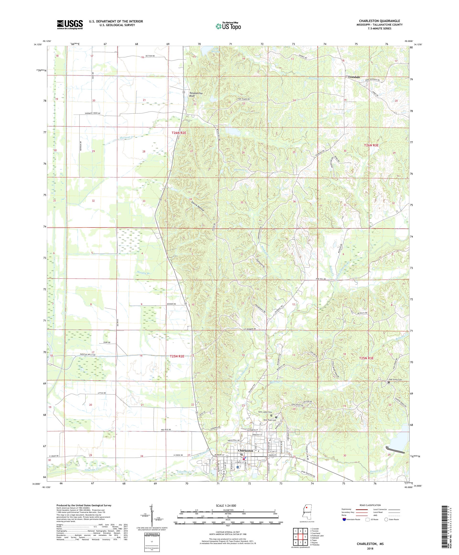 MyTopo Charleston, Mississippi USGS Quad Topo Map